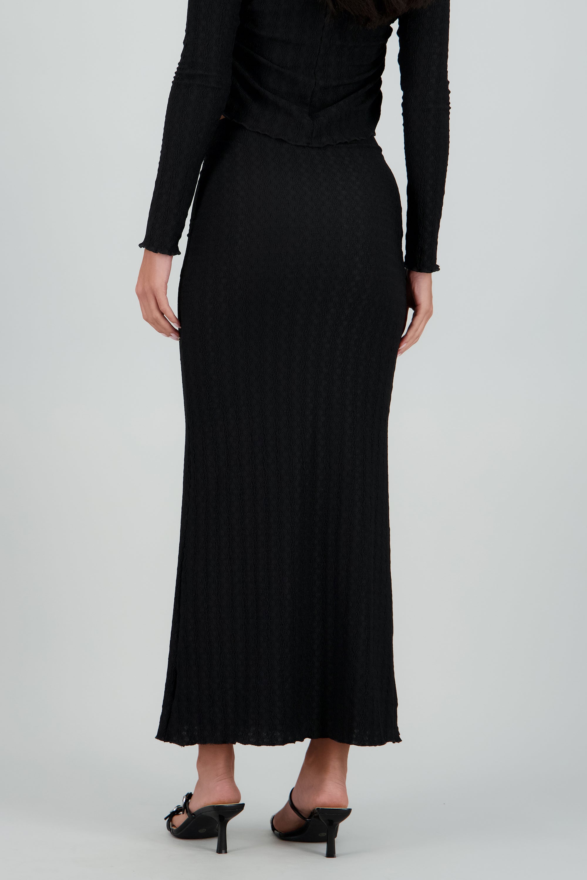 Falda midi con textura NEGRO