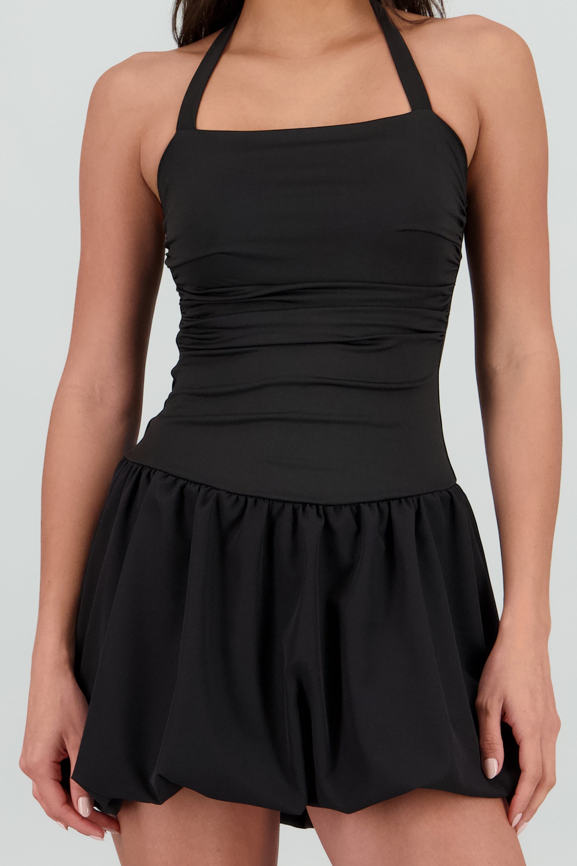 Vestido mini det drapeado NEGRO