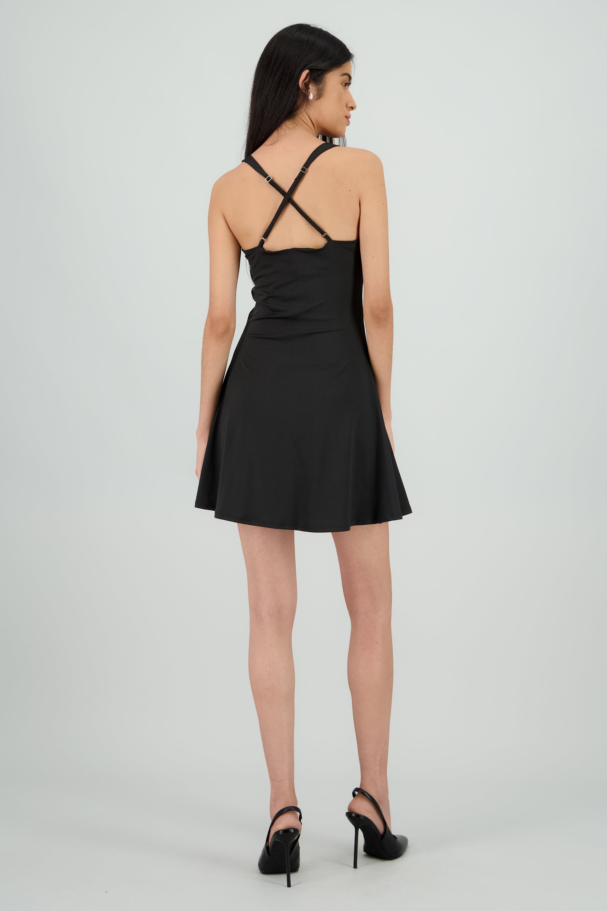 Vestido mini liso NEGRO