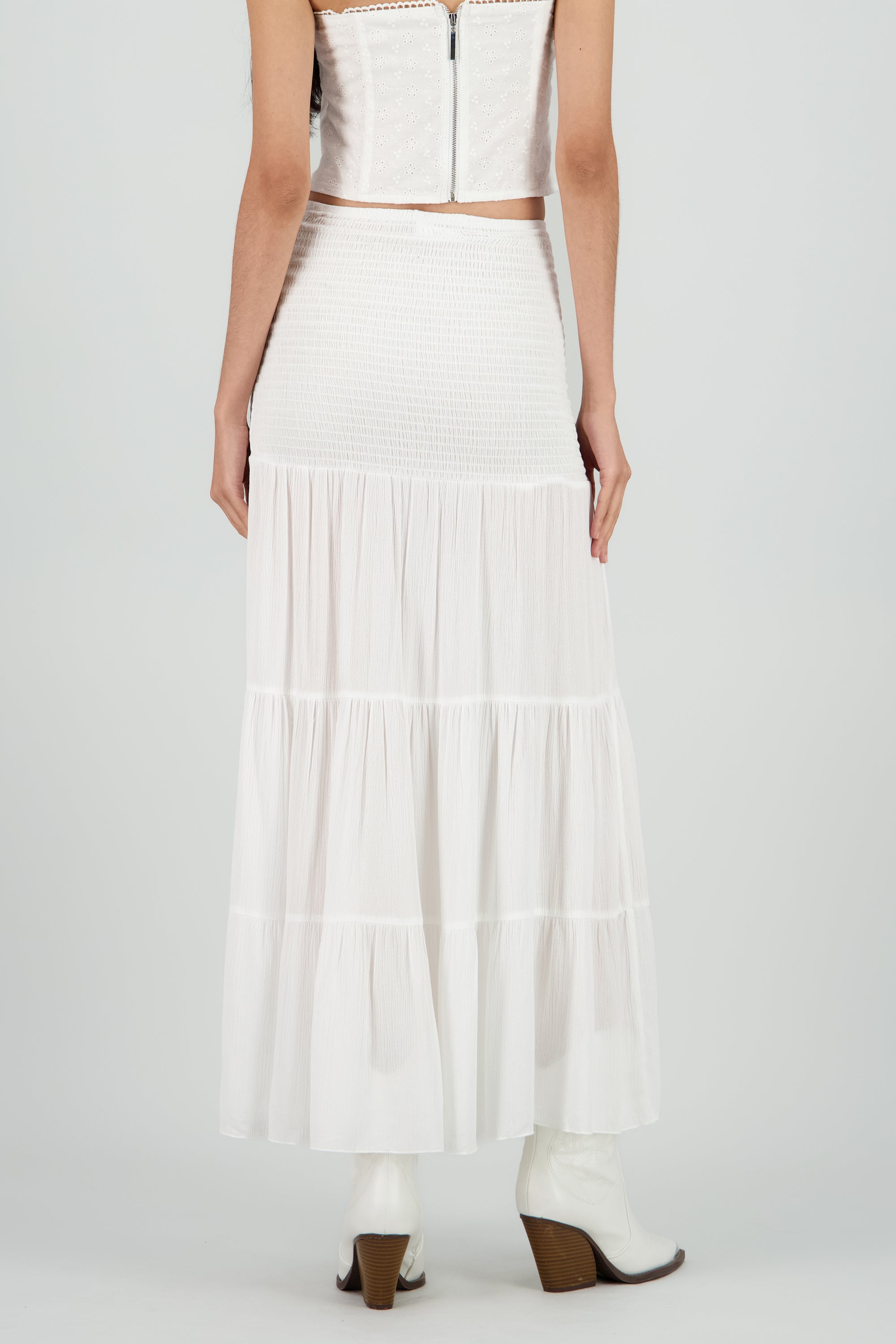 Falda midi con elastico det abertura BLANCO