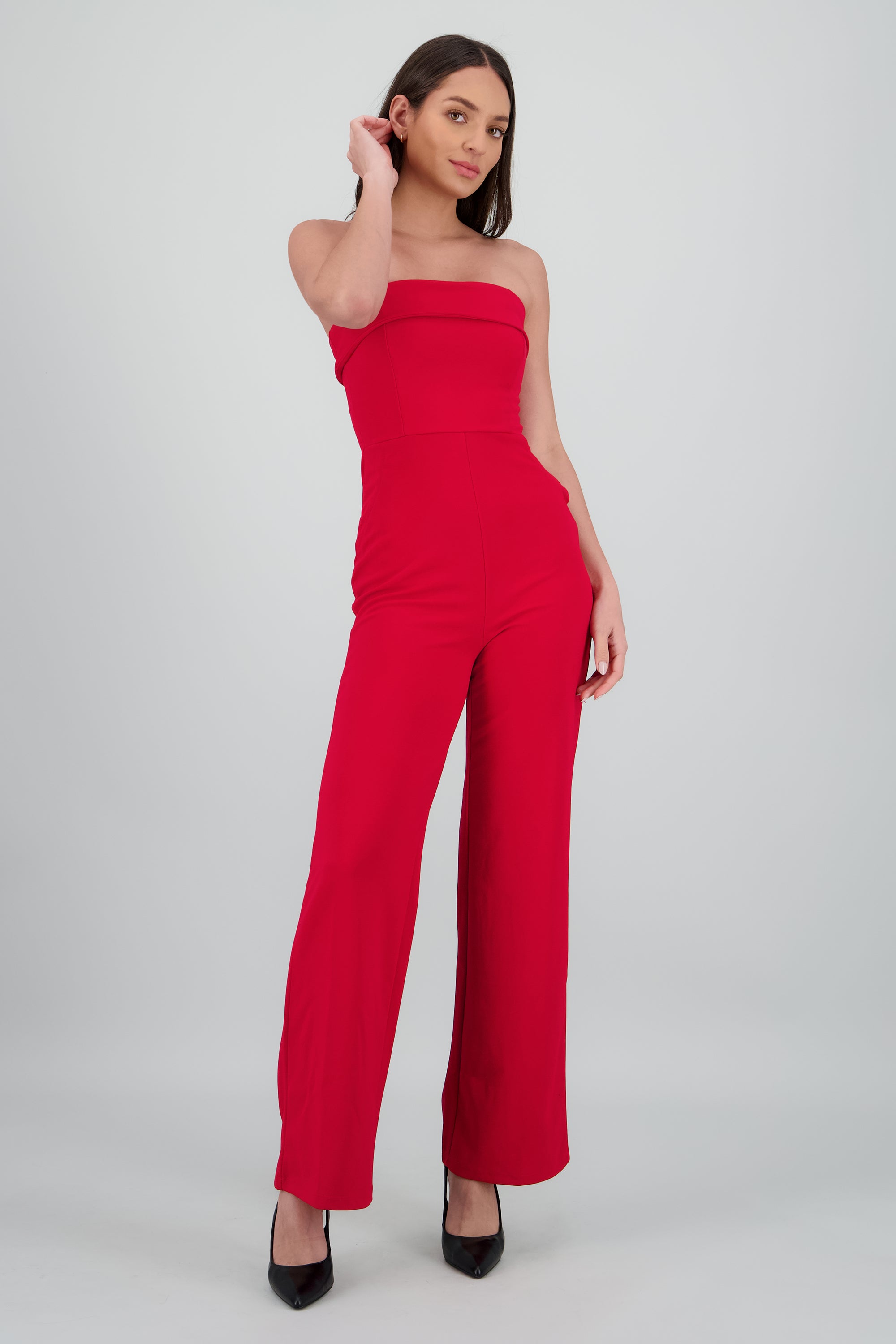 Jumpsuit strapless liso ROJO