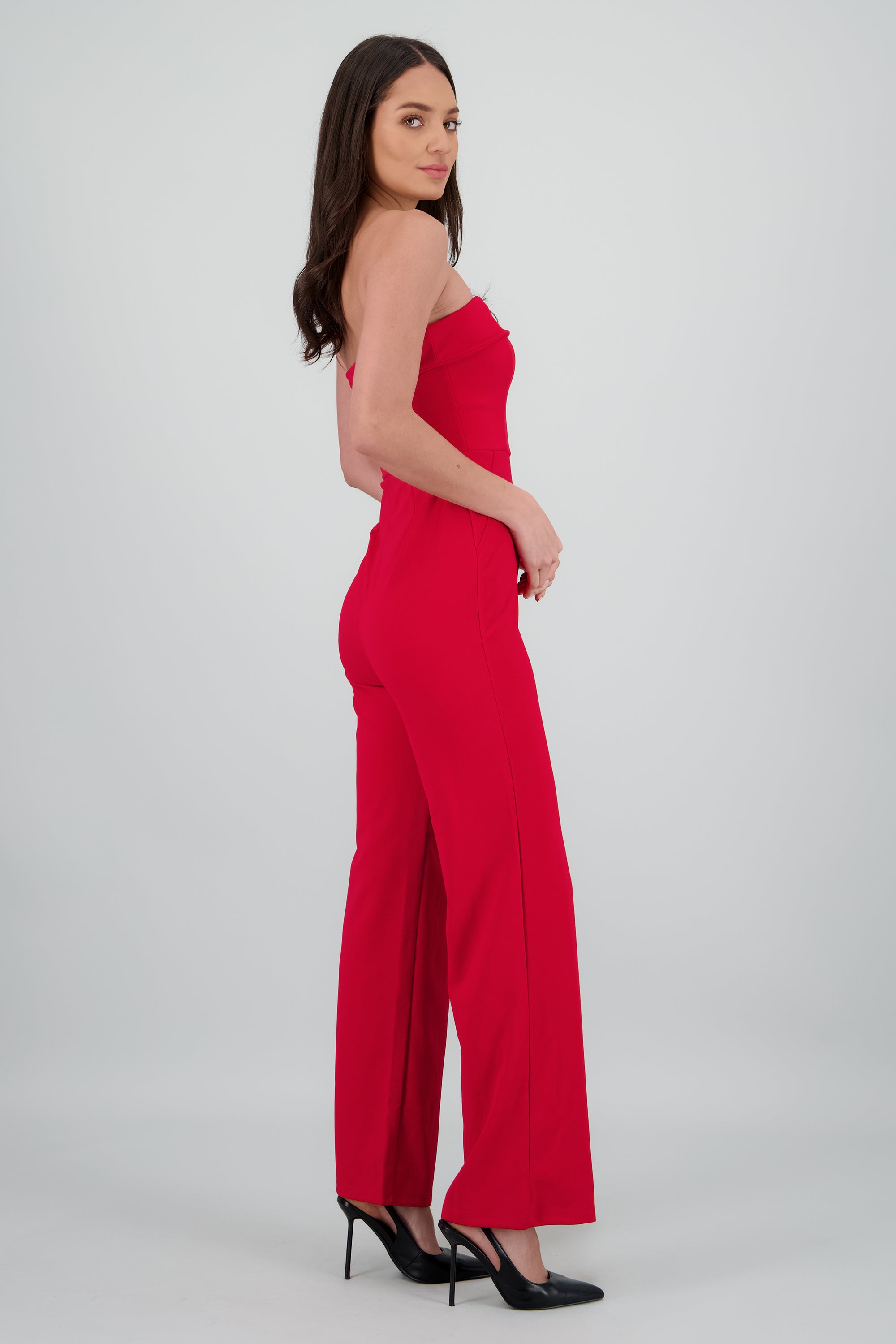 Jumpsuit strapless liso ROJO