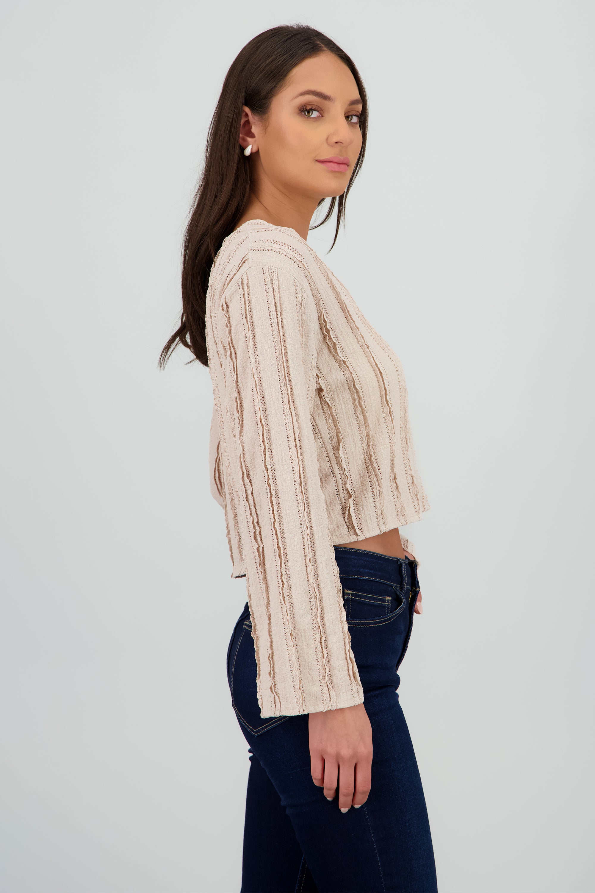 Blusa con textura detalle amarre ARENA
