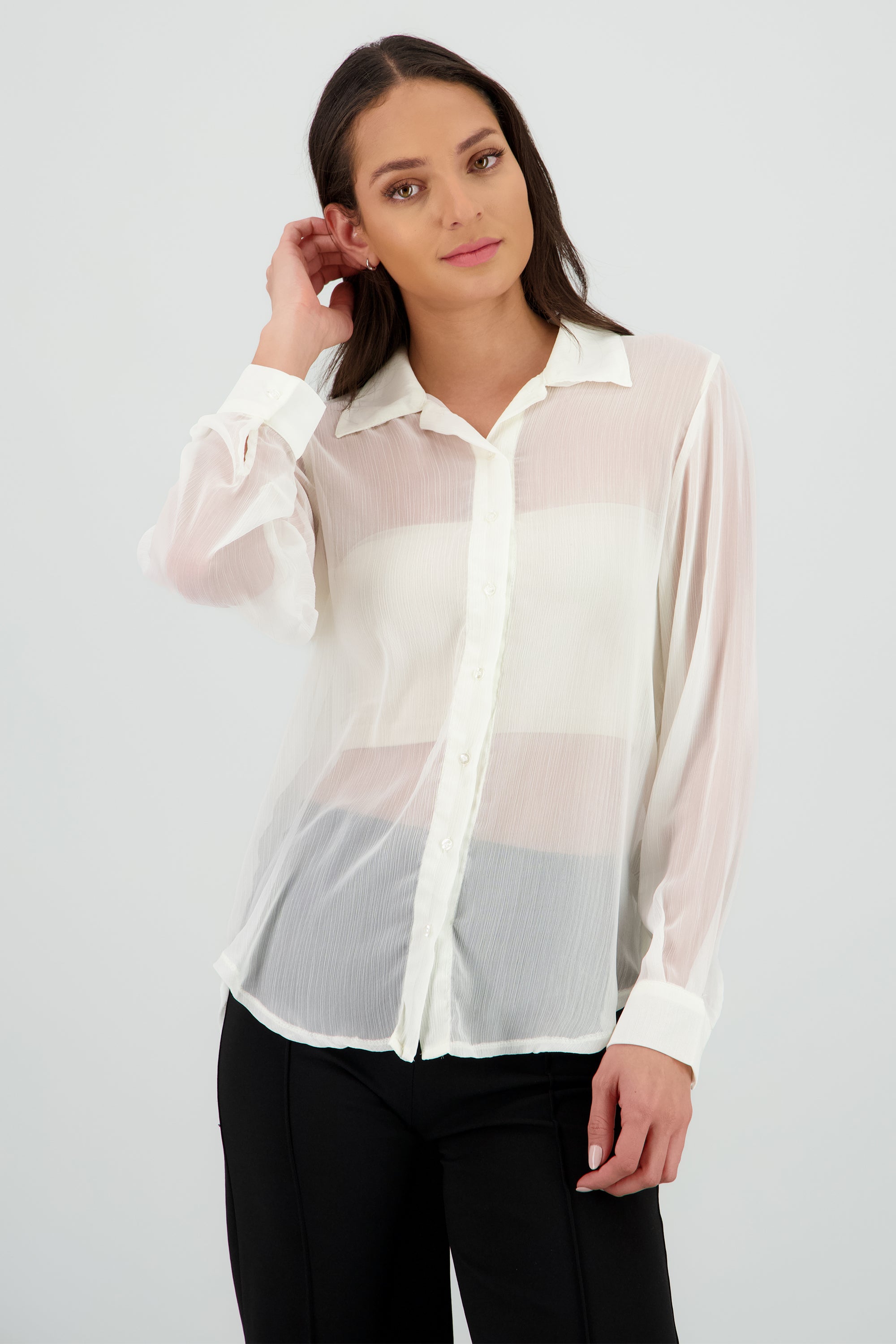 Camisa con transparencia oversized BLANCO