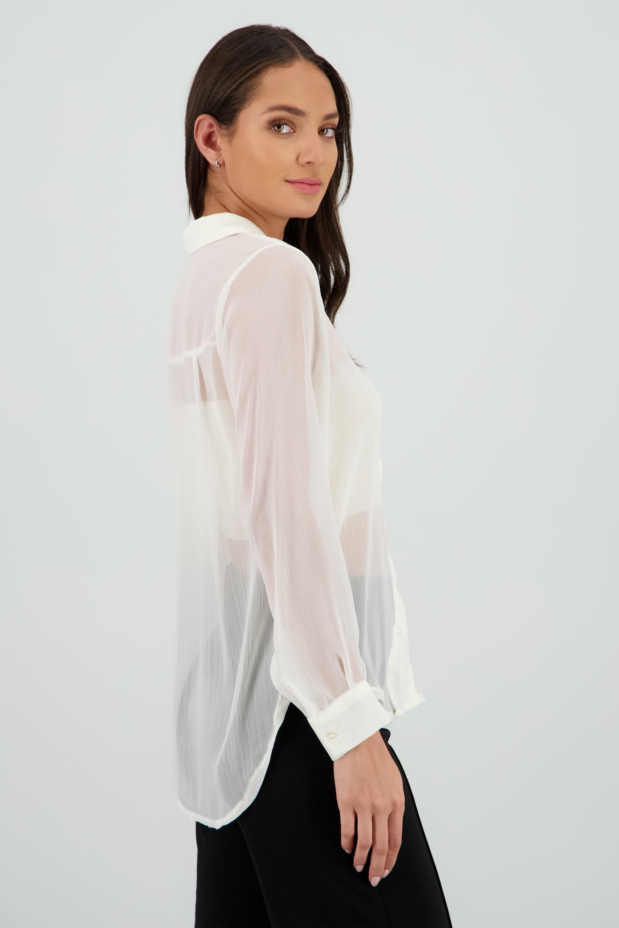 Camisa con transparencia oversized BLANCO