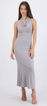 Vestido maxi halter escote columpio