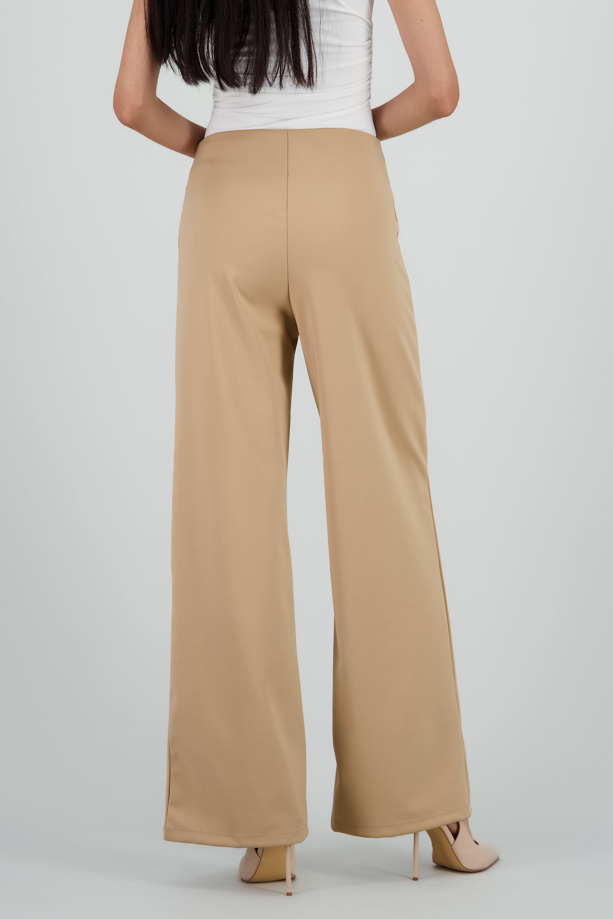 Pantalon wide leg detalle costura BEIGE