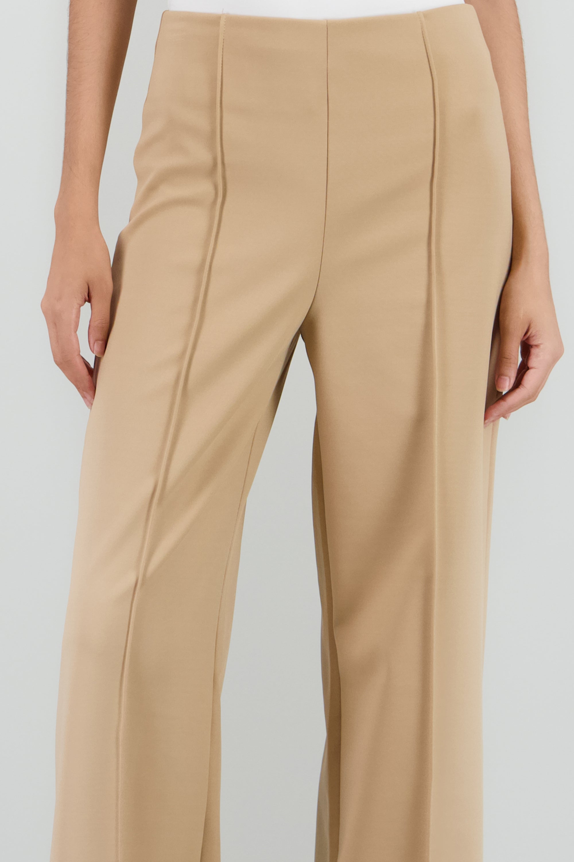 Pantalon wide leg detalle costura BEIGE