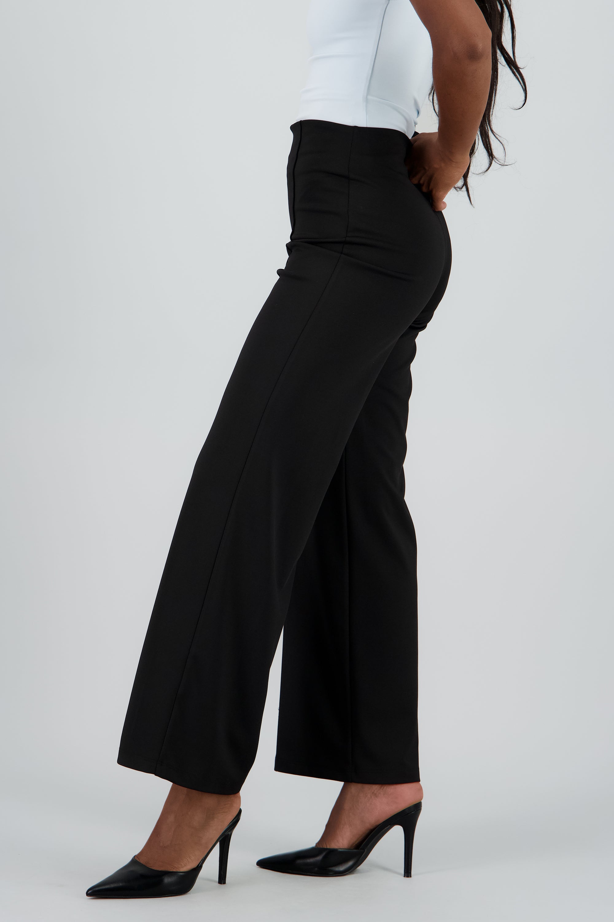 Pantalon wide leg detalle costura NEGRO