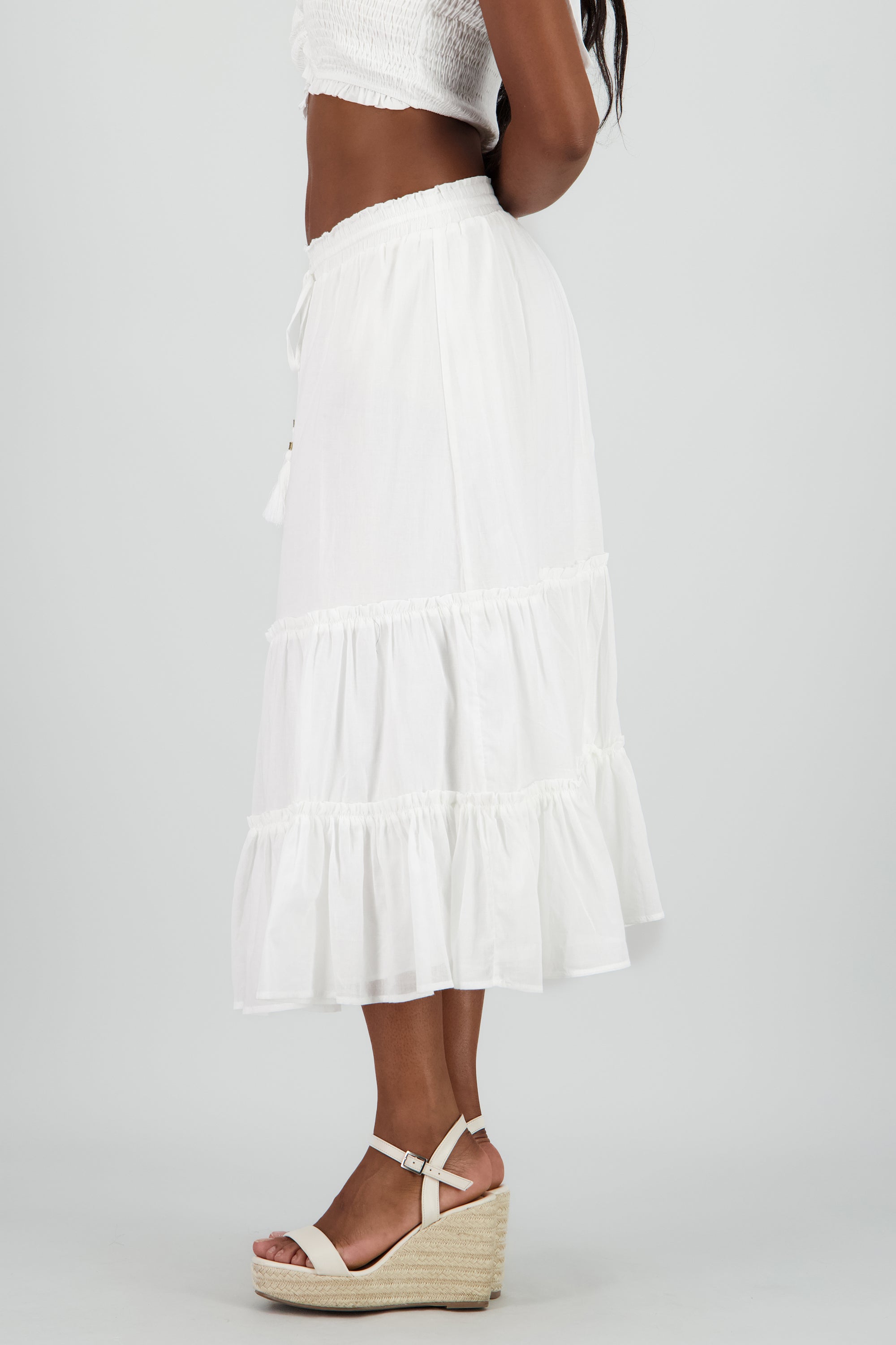 Falda maxi bloques jareta BLANCO