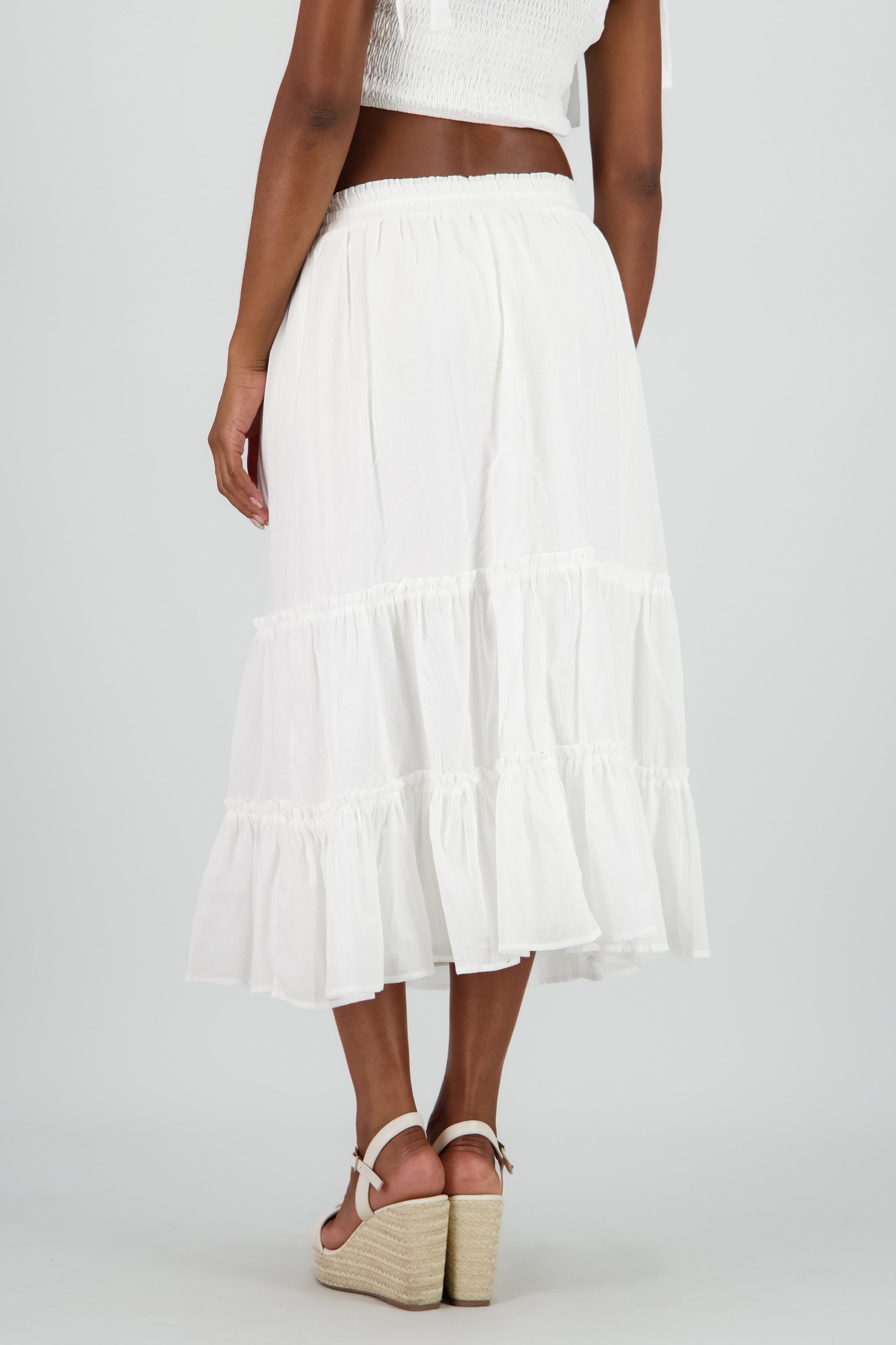 Falda maxi bloques jareta BLANCO
