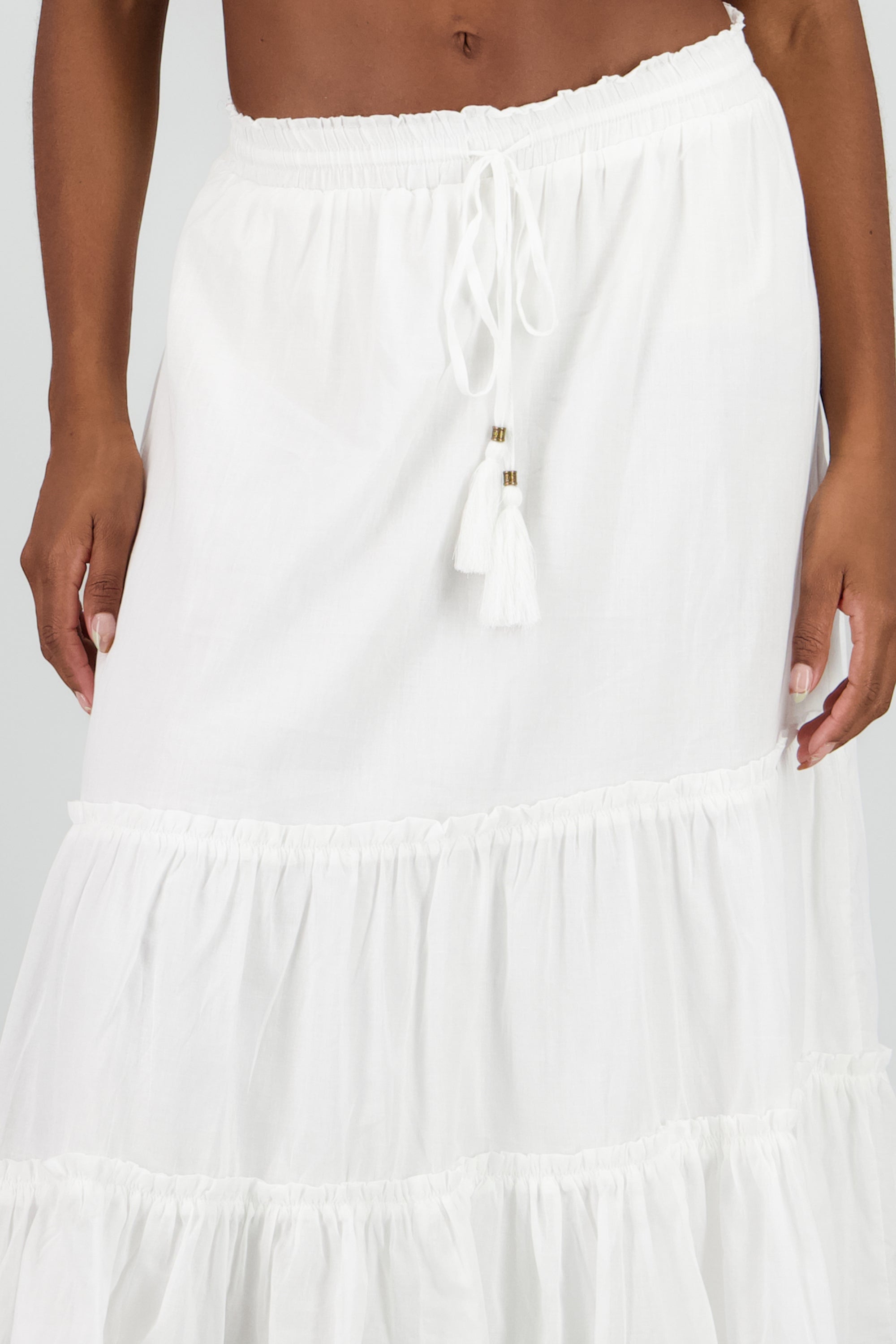 Falda maxi bloques jareta BLANCO