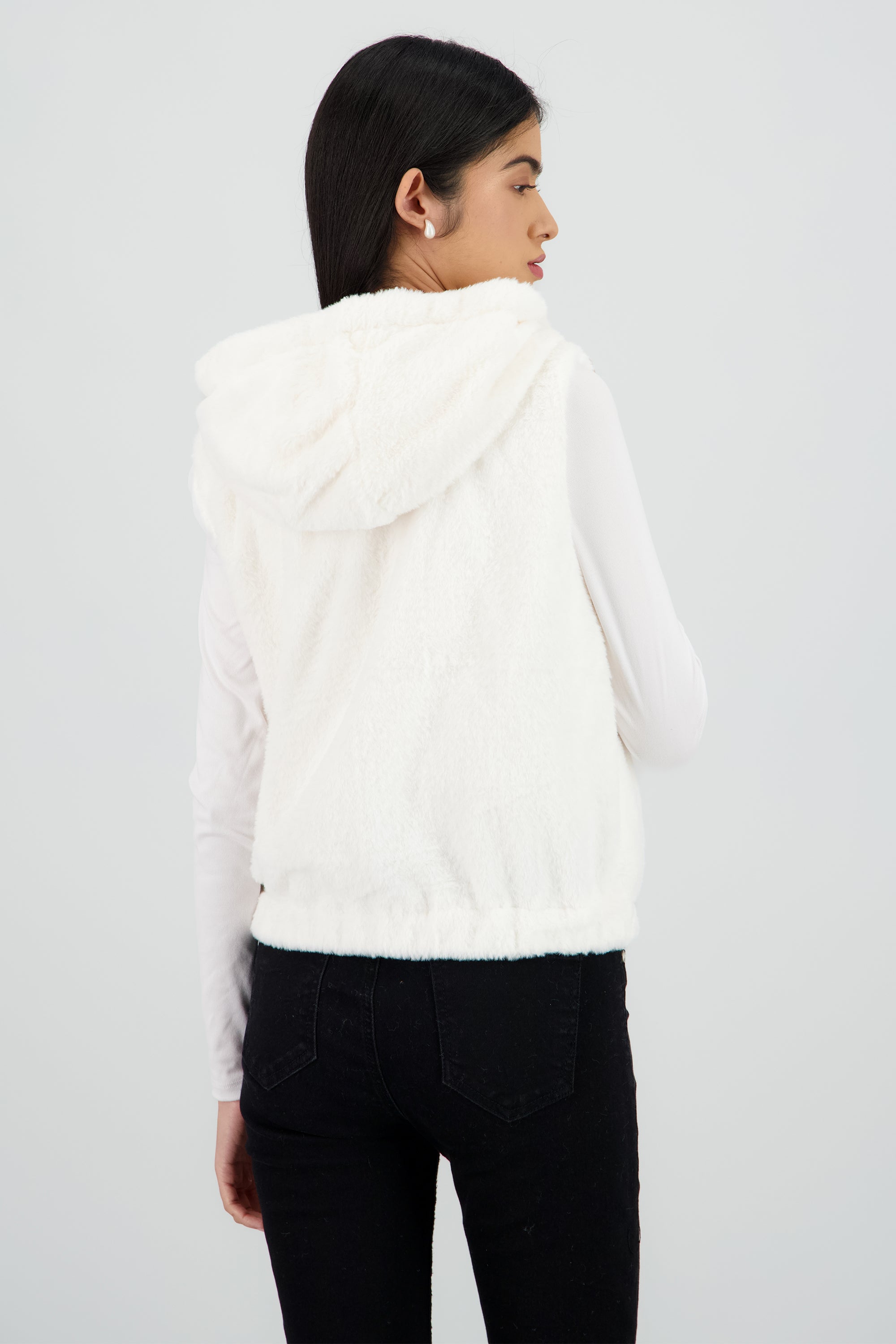 Chaleco afelpado con gorro HUESO