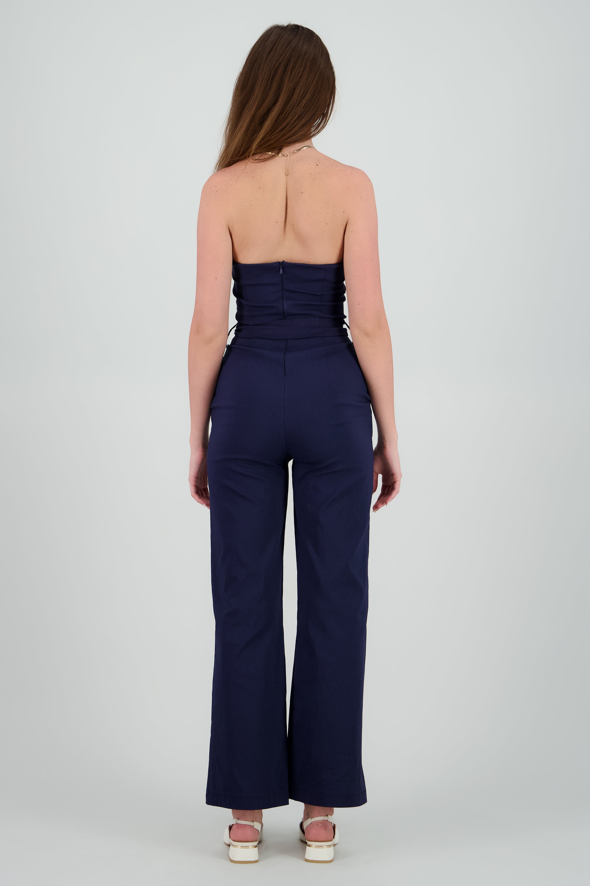 Jumpsuit strapless detalle cinturon MARINO