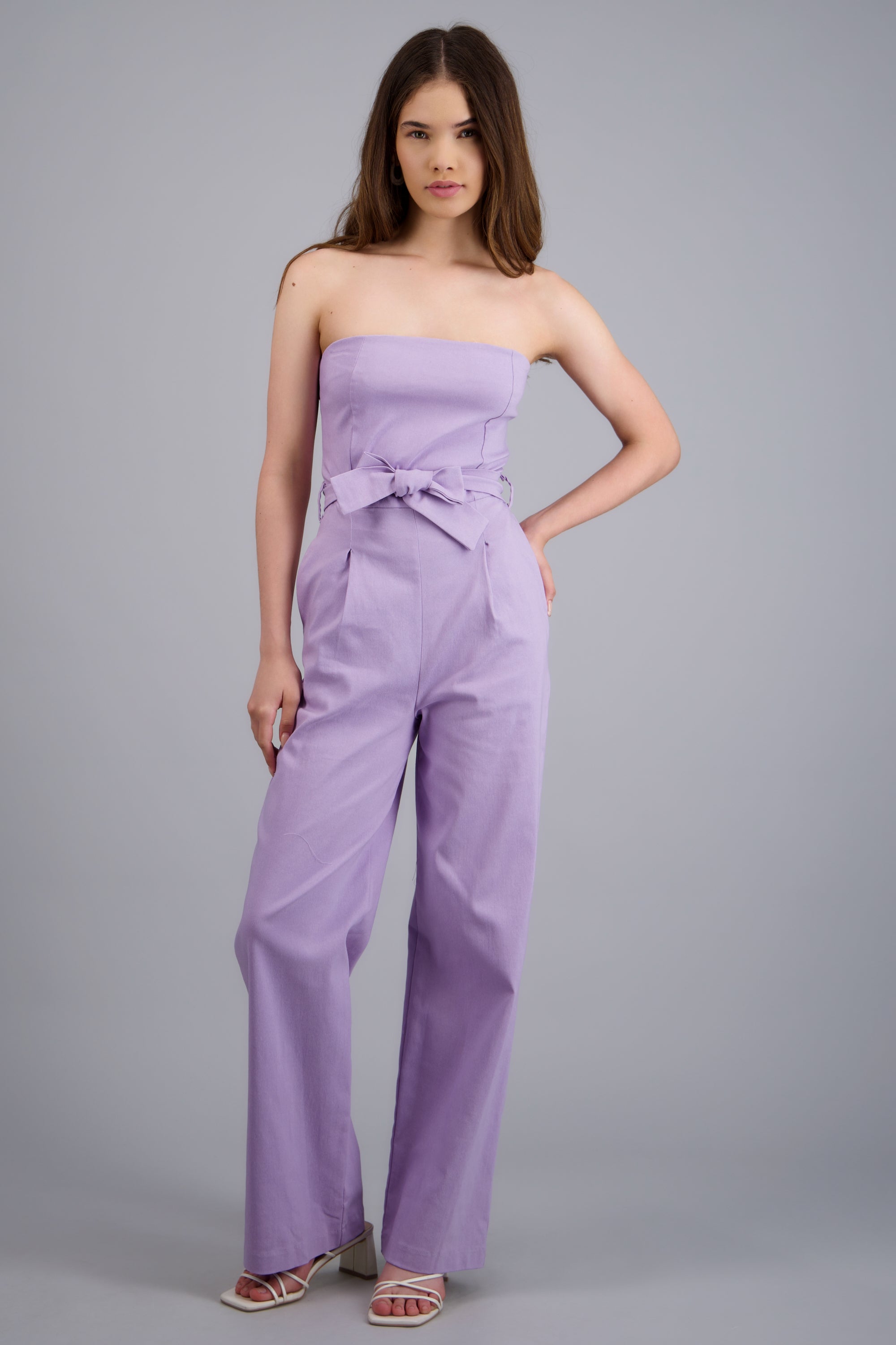 JUMPSUIT STRAPLESS DET CINTURON LILA