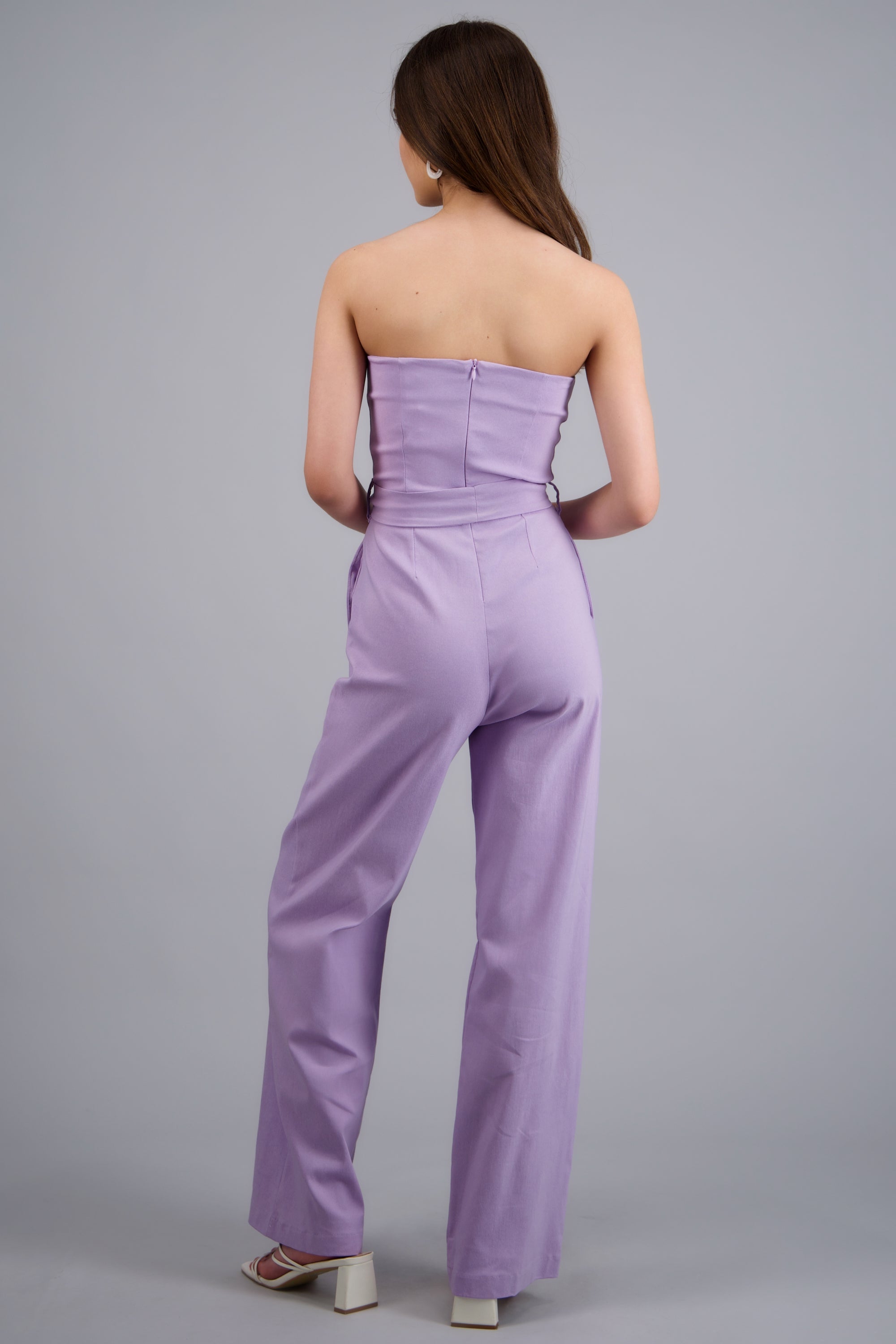 JUMPSUIT STRAPLESS DET CINTURON LILA