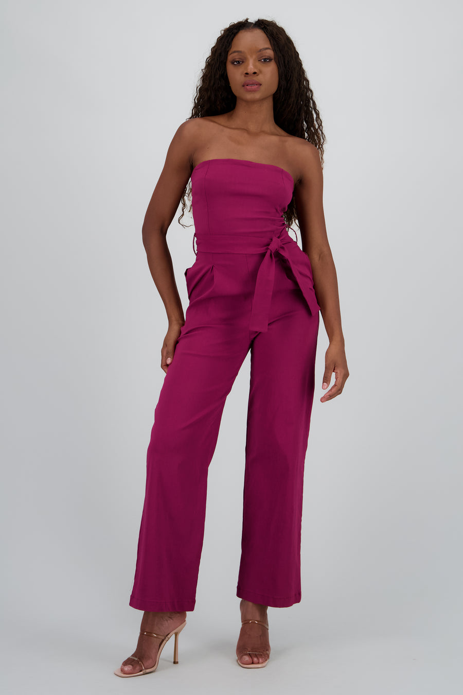 Jumpsuit strapless detalle cinturon