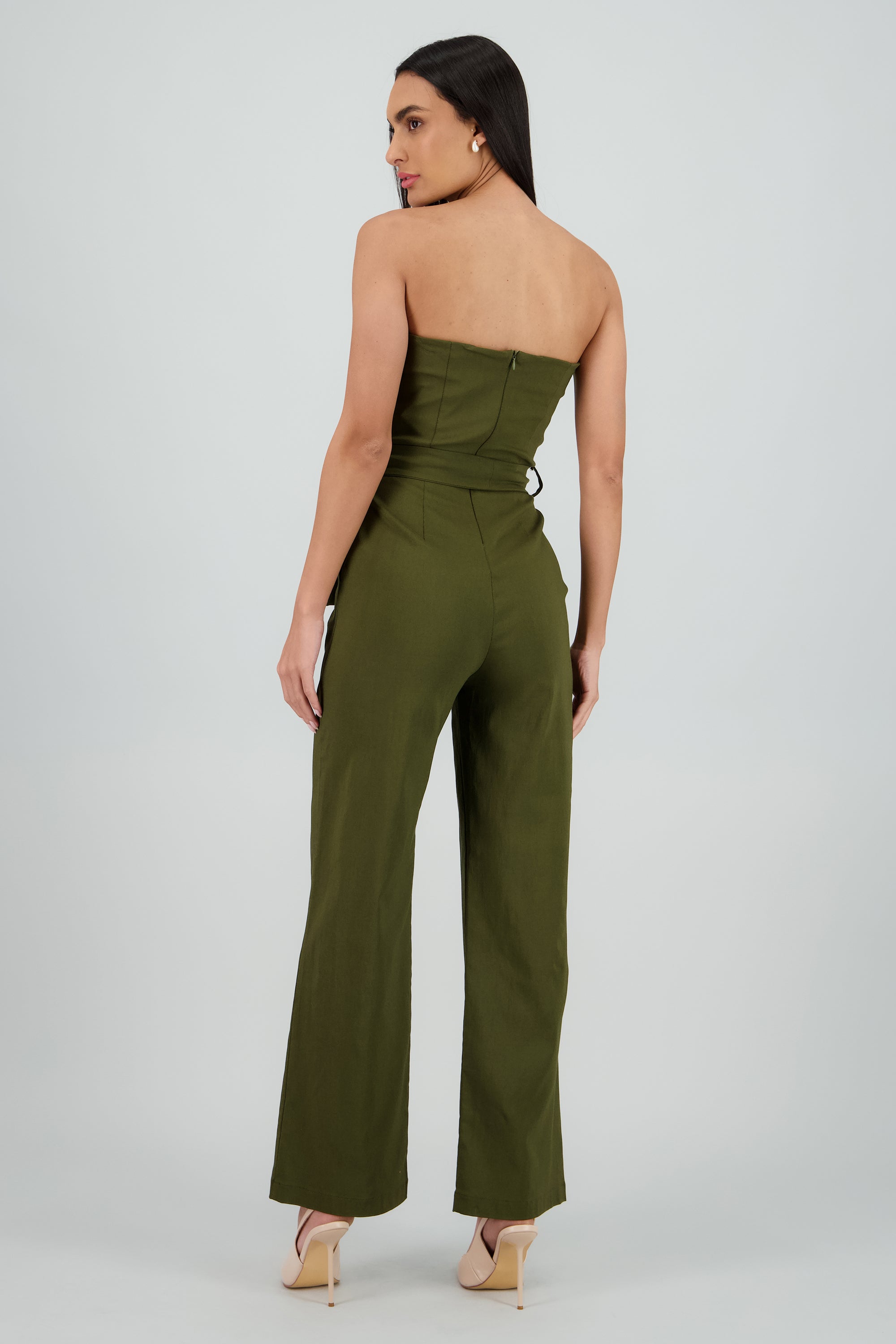 Jumpsuit strapless detalle cinturon OLIVO