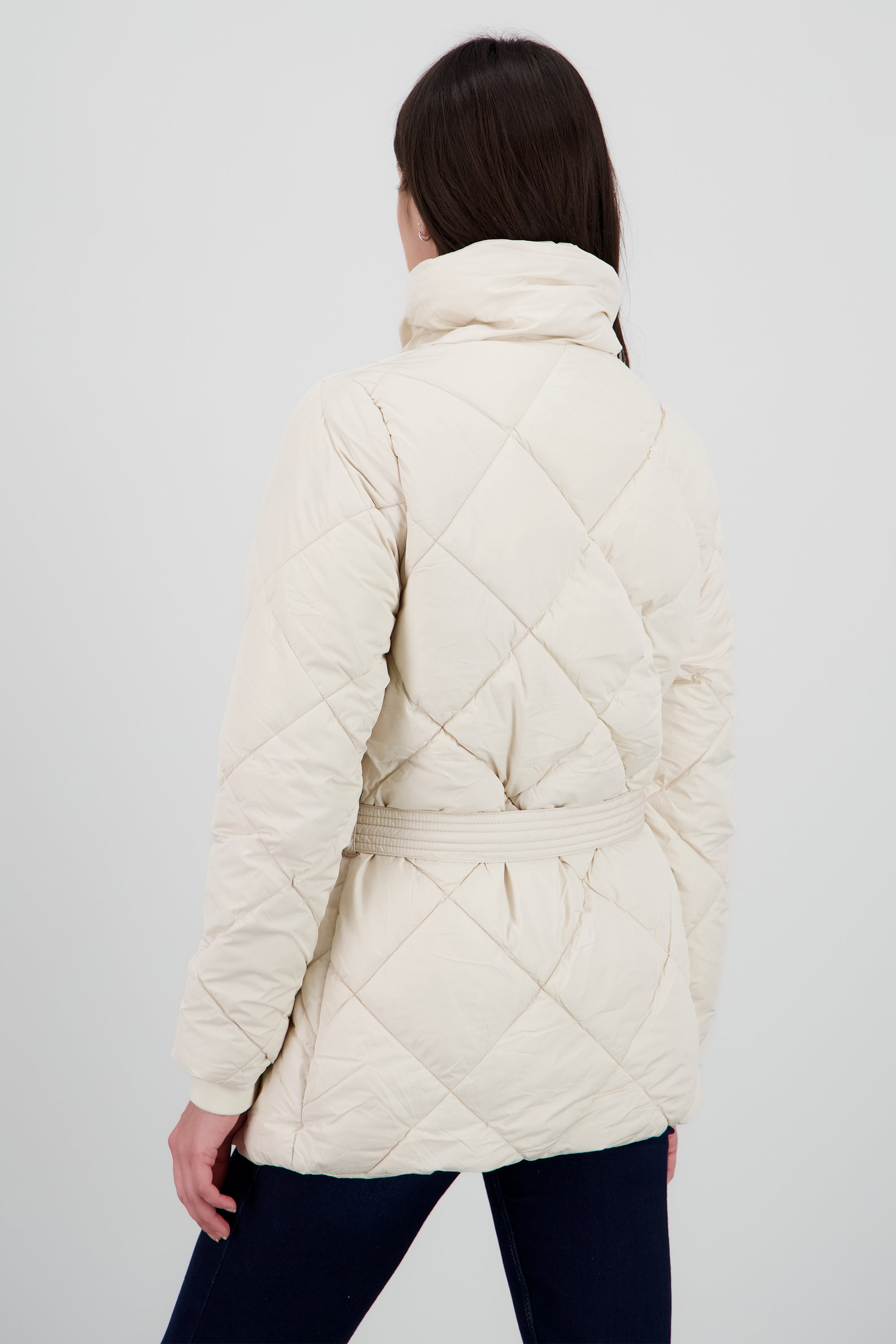 Chamarra puffer capitonada con cuello alto BEIGE