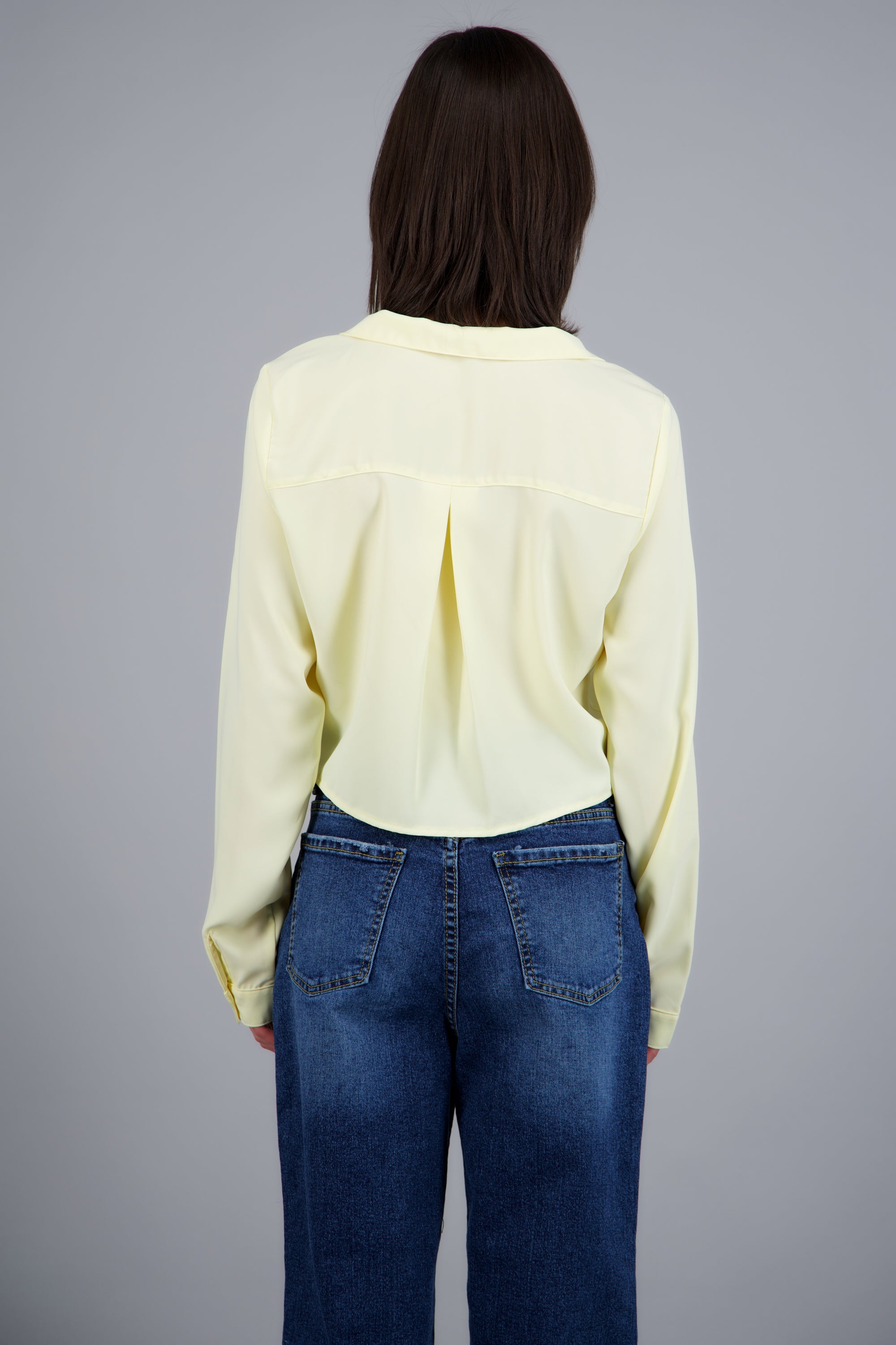 Camisa lisa manga larga AMARILLO PASTEL