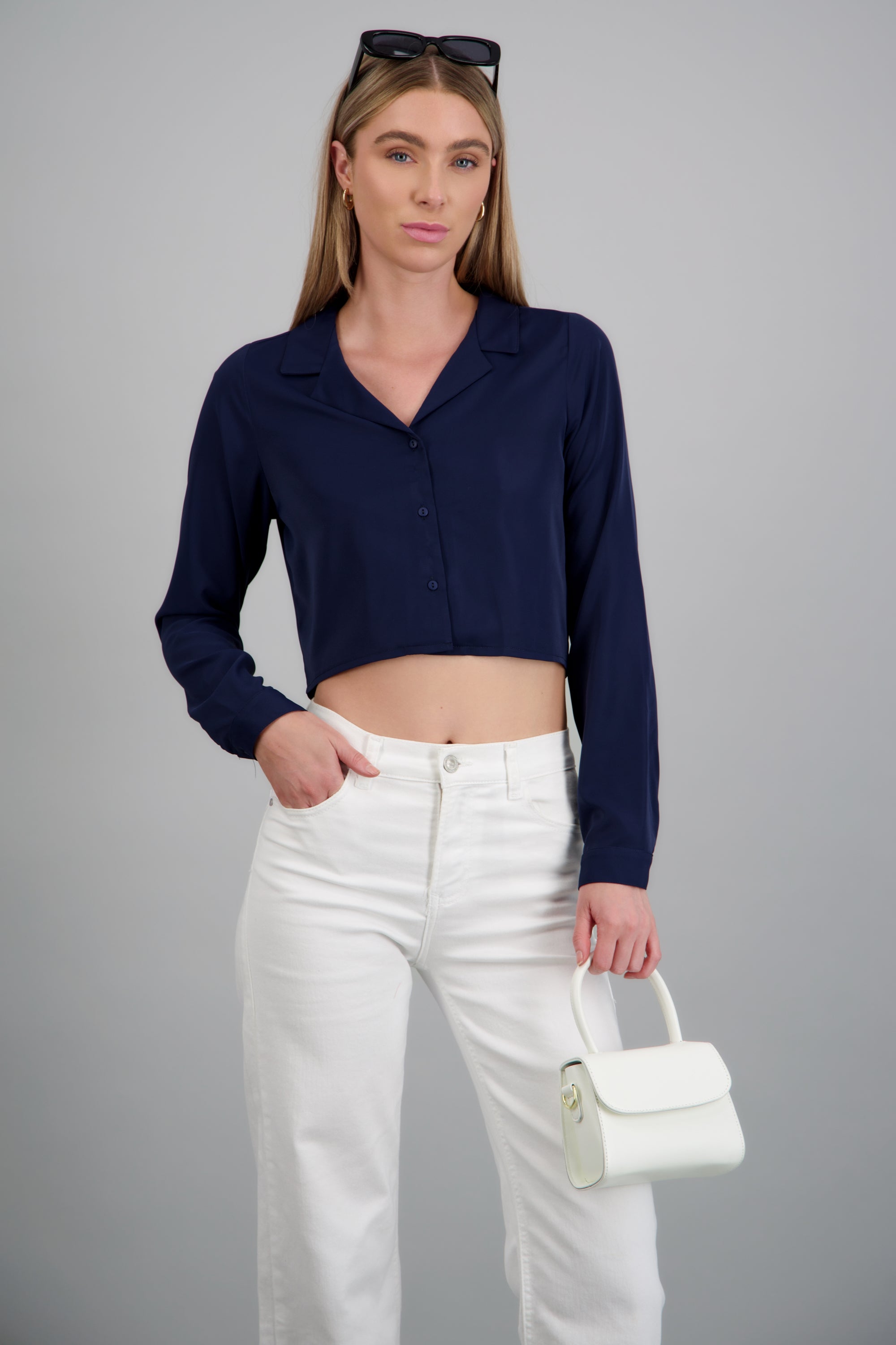 Camisa lisa manga larga MARINO