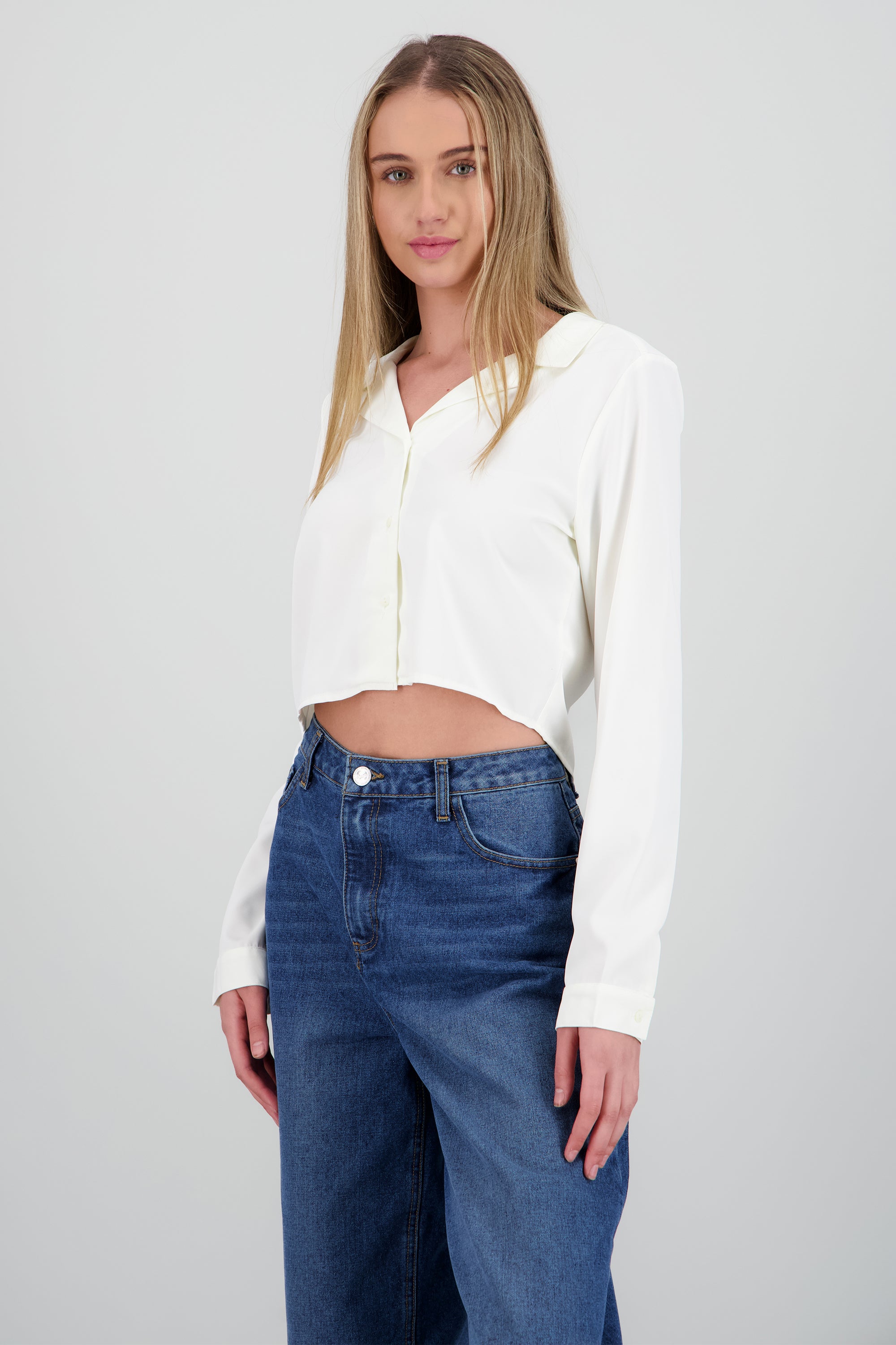 Camisa lisa manga larga HUESO