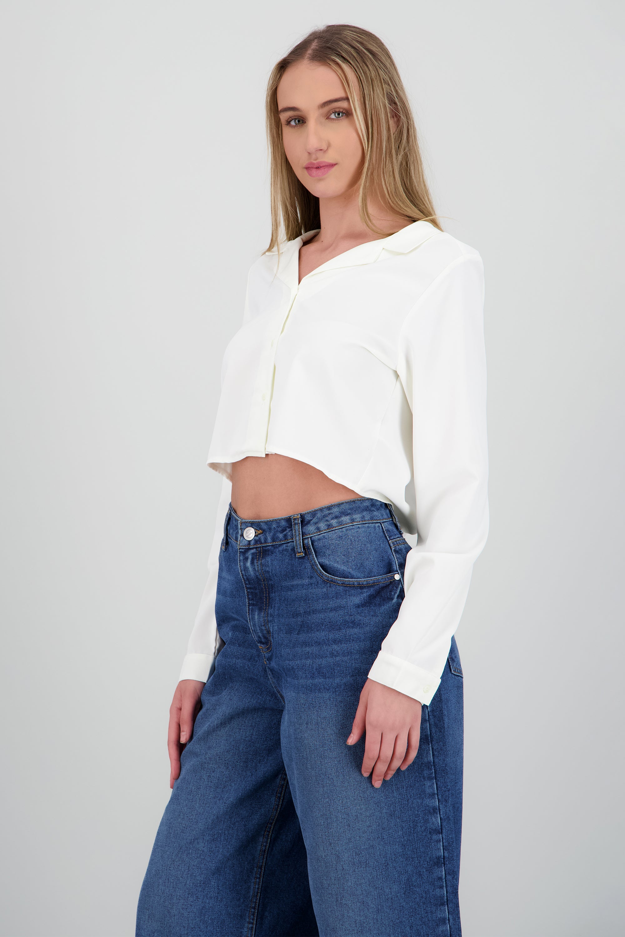 Camisa lisa manga larga HUESO