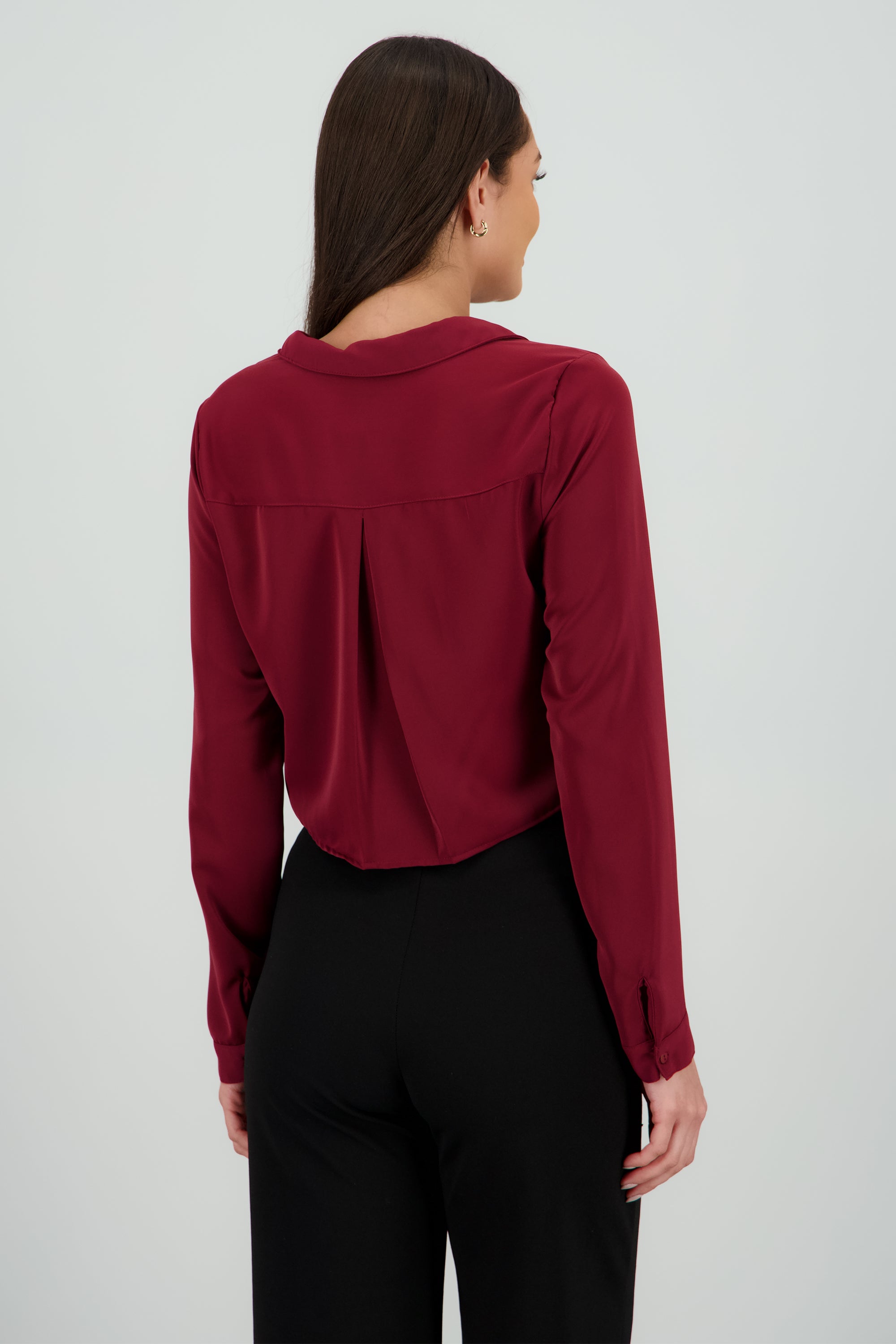 Camisa lisa manga larga CIRUELA