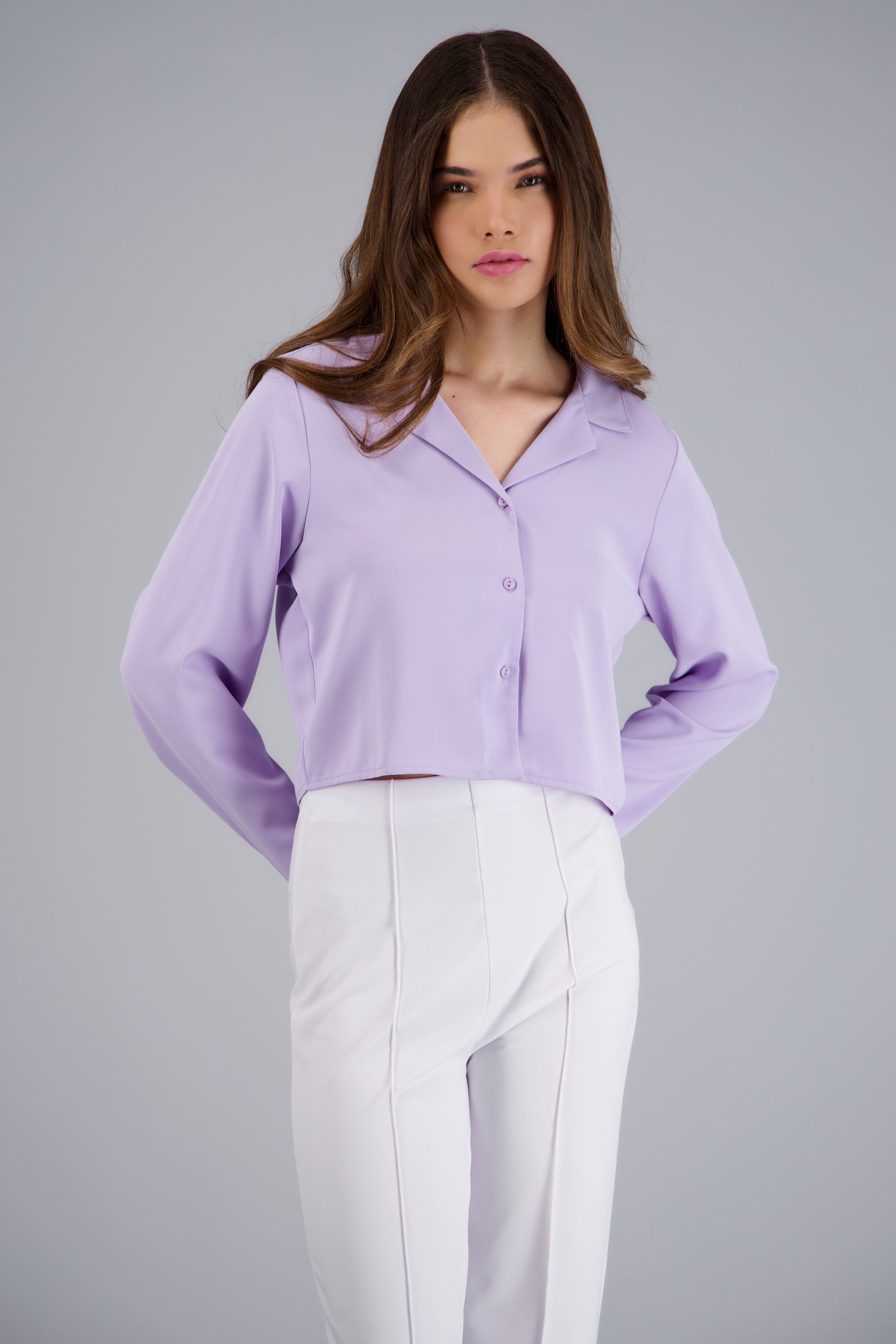 Camisa lisa manga larga LILA