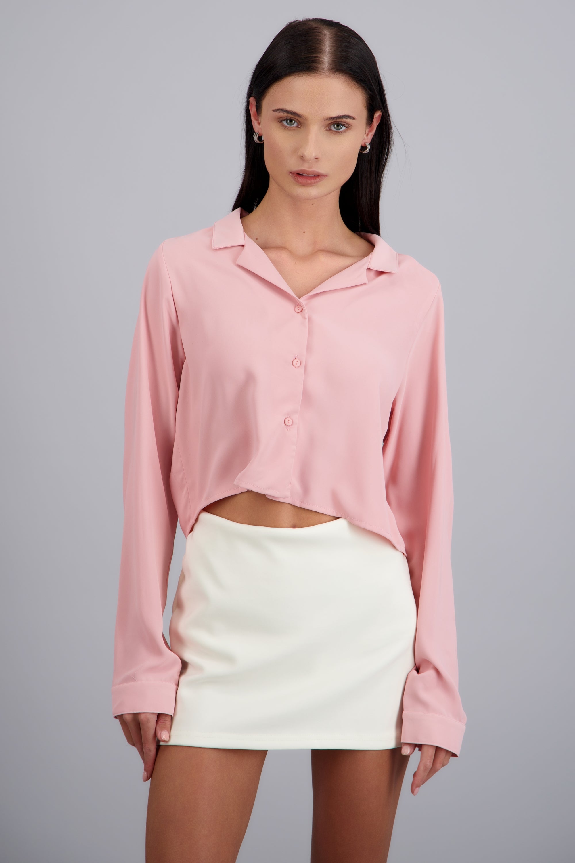 Camisa lisa manga larga CORAL