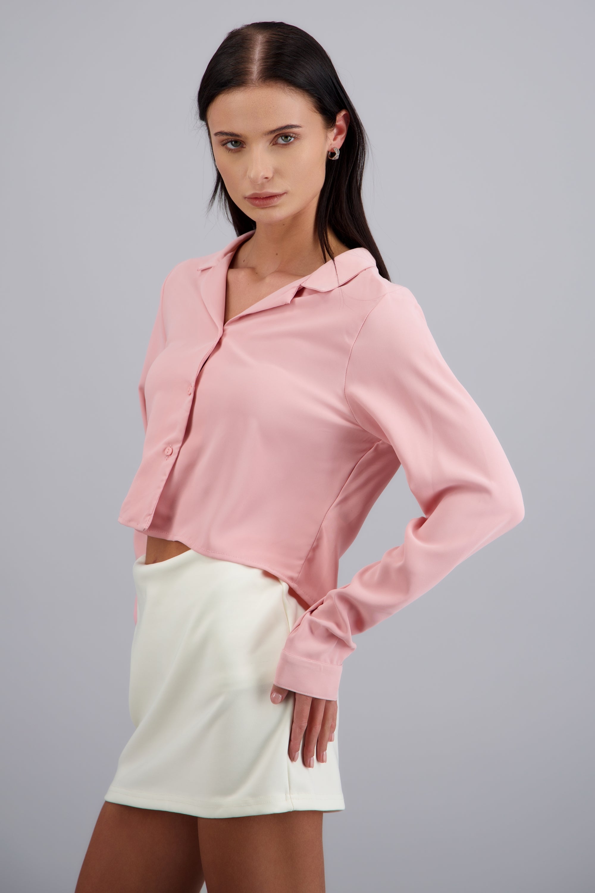 Camisa lisa manga larga CORAL