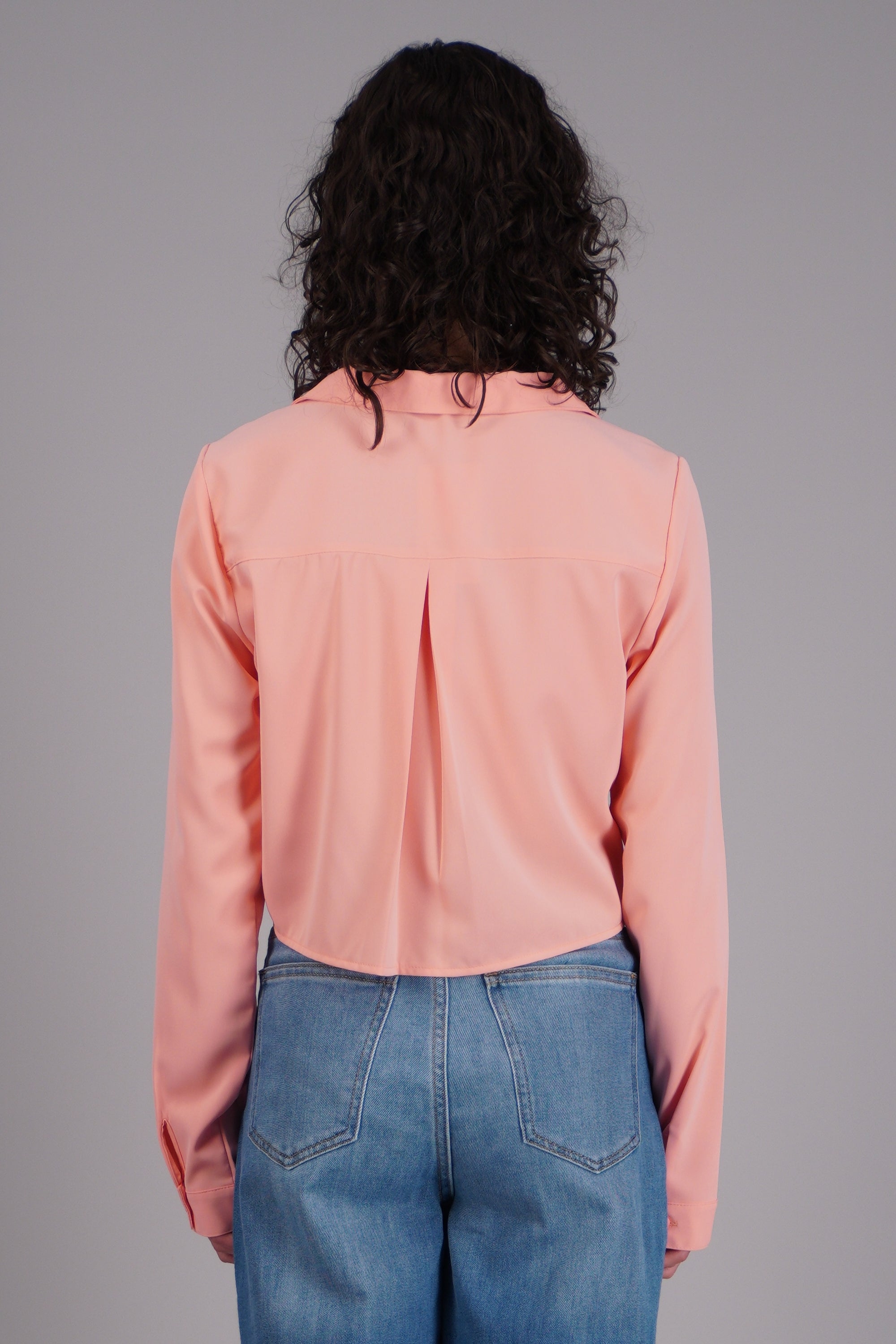 Camisa lisa manga larga DURAZNO