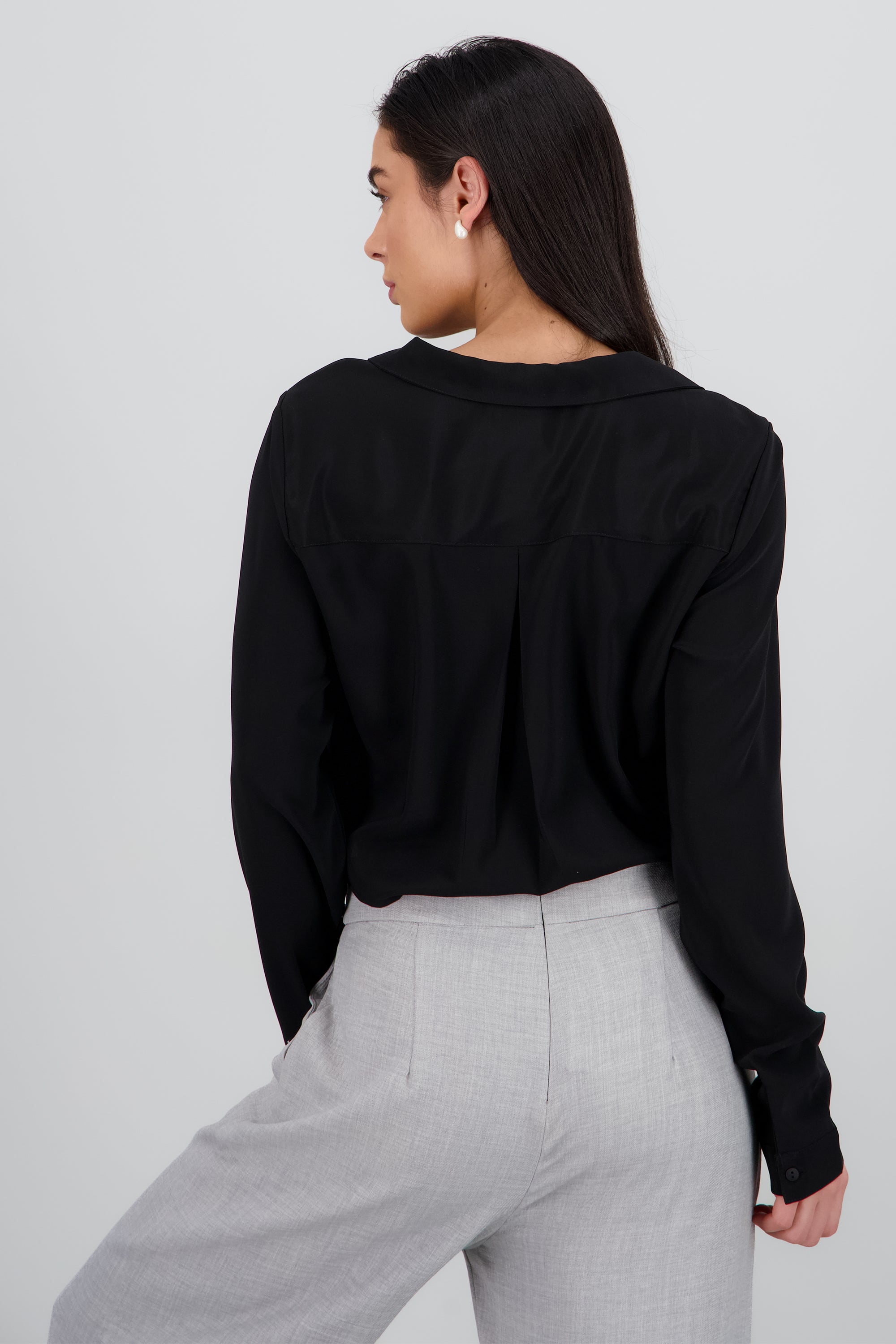 Camisa lisa manga larga NEGRO
