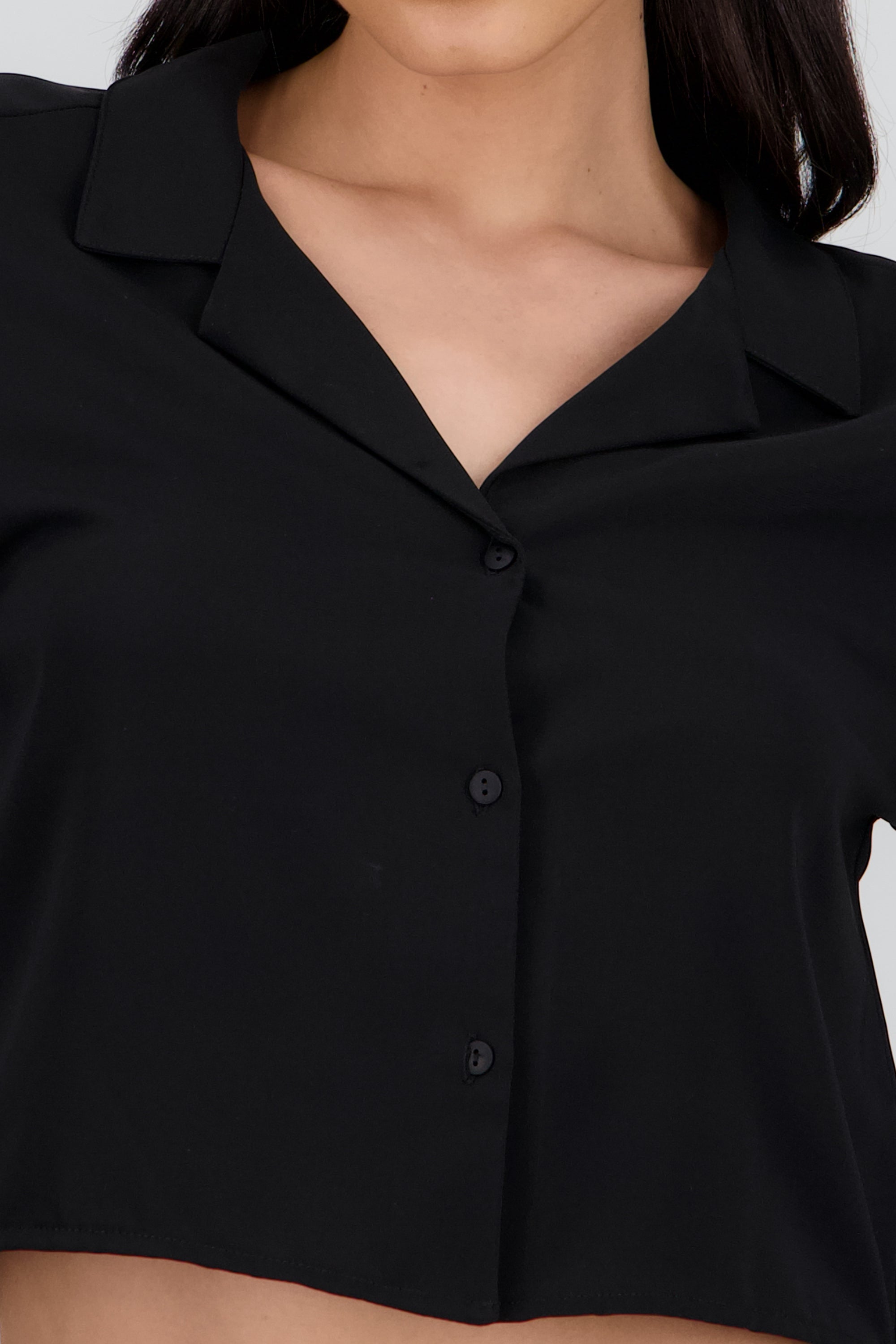 Camisa lisa manga larga NEGRO