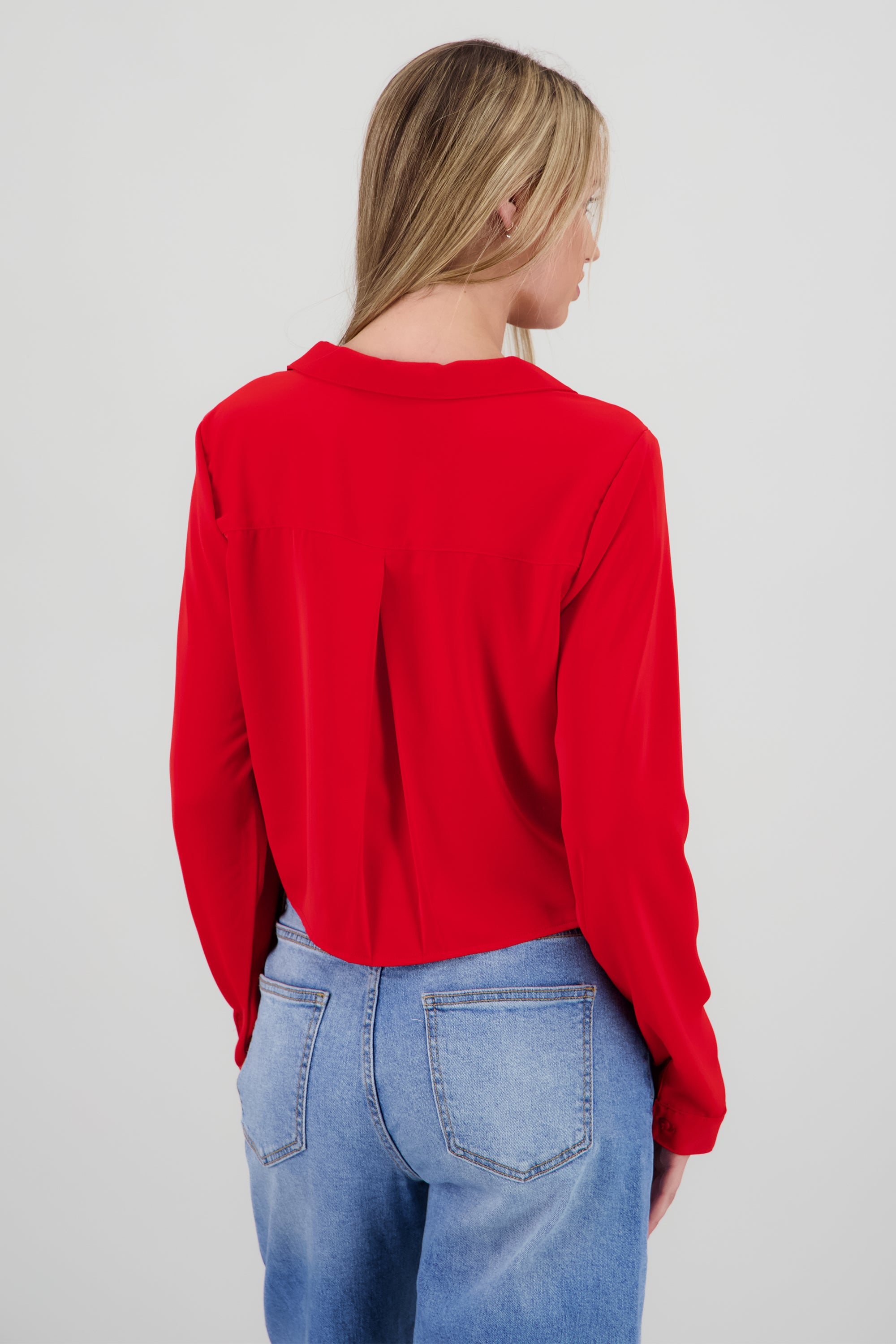 Camisa lisa manga larga ROJO