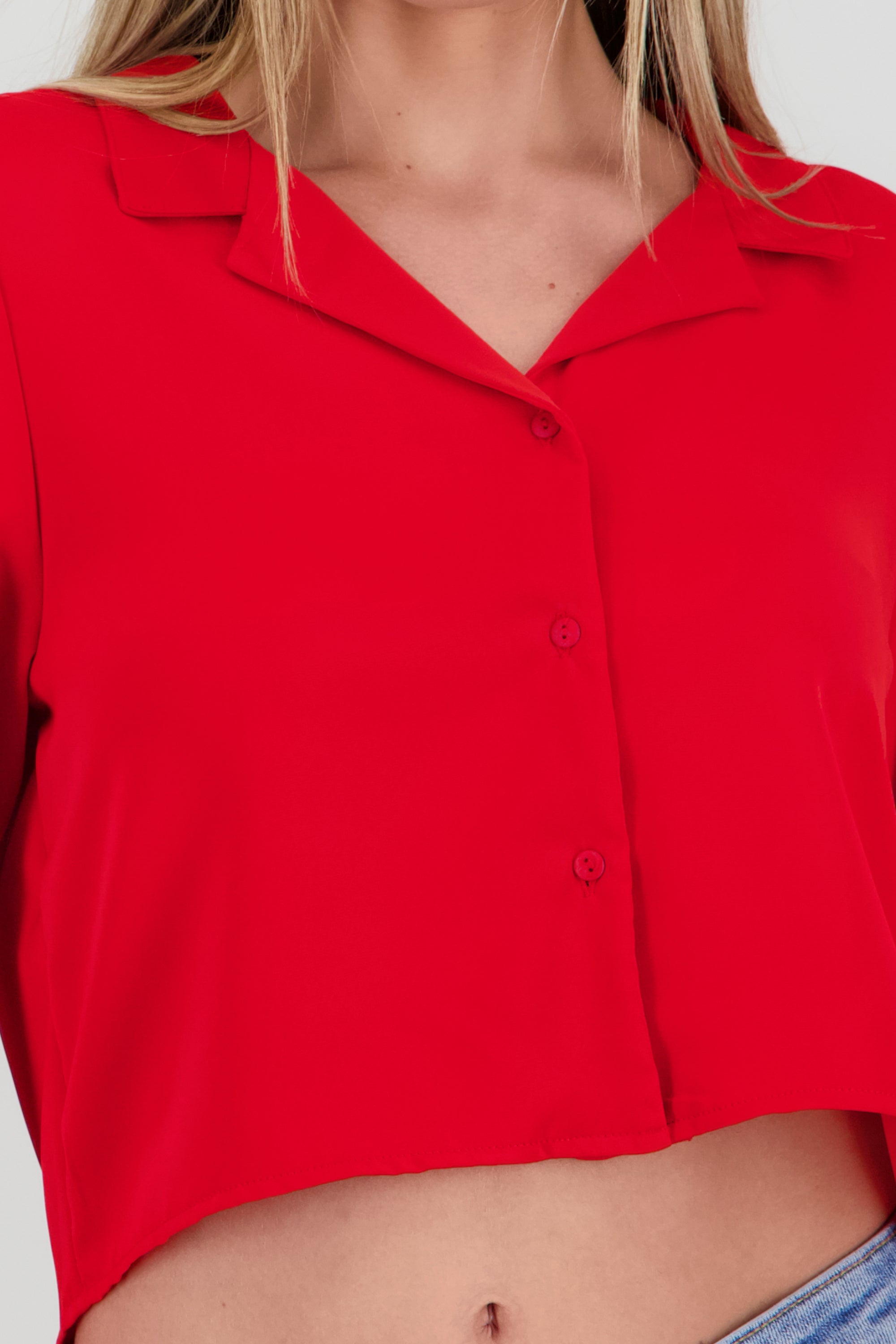 Camisa lisa manga larga ROJO