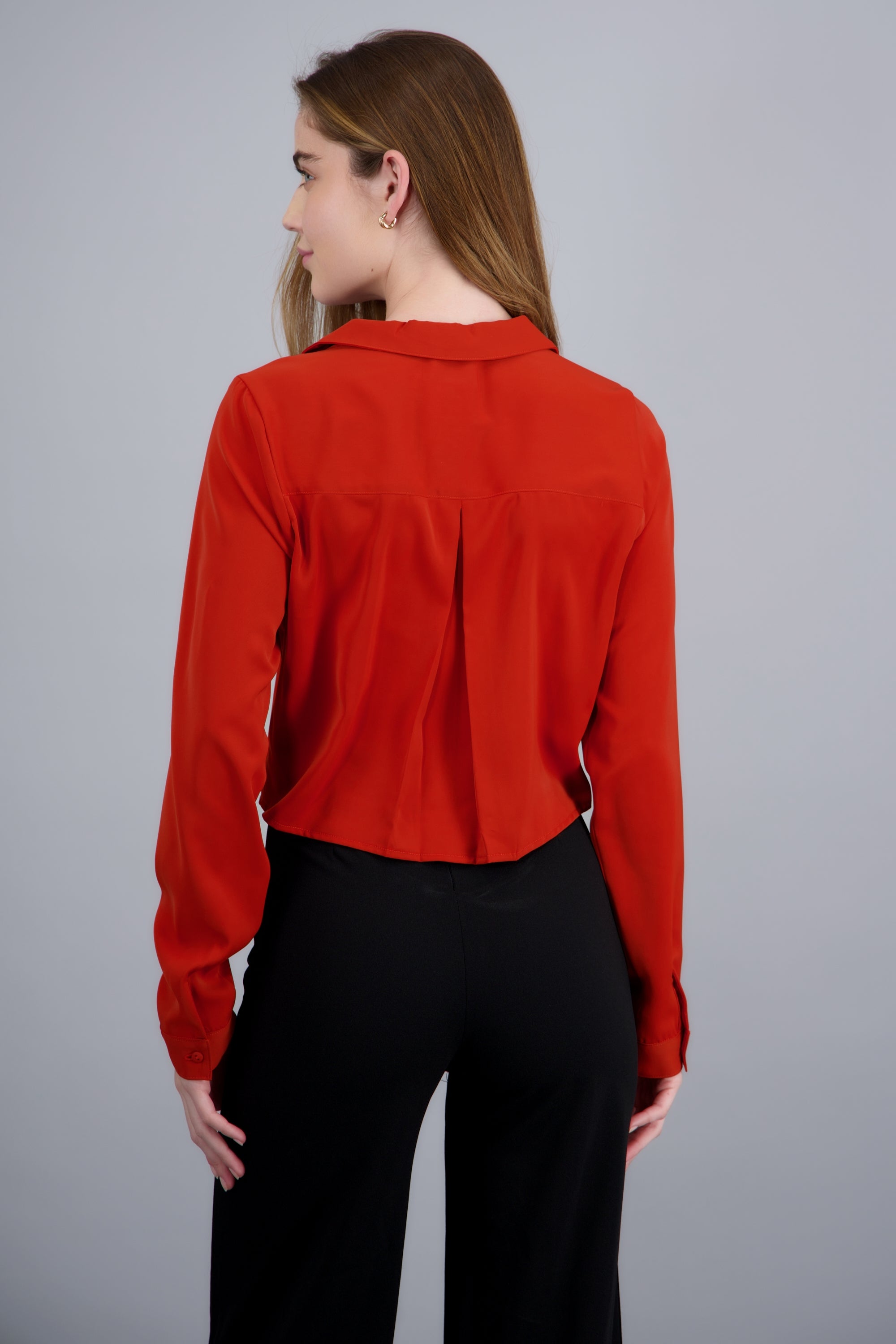 Camisa lisa manga larga LADRILLO