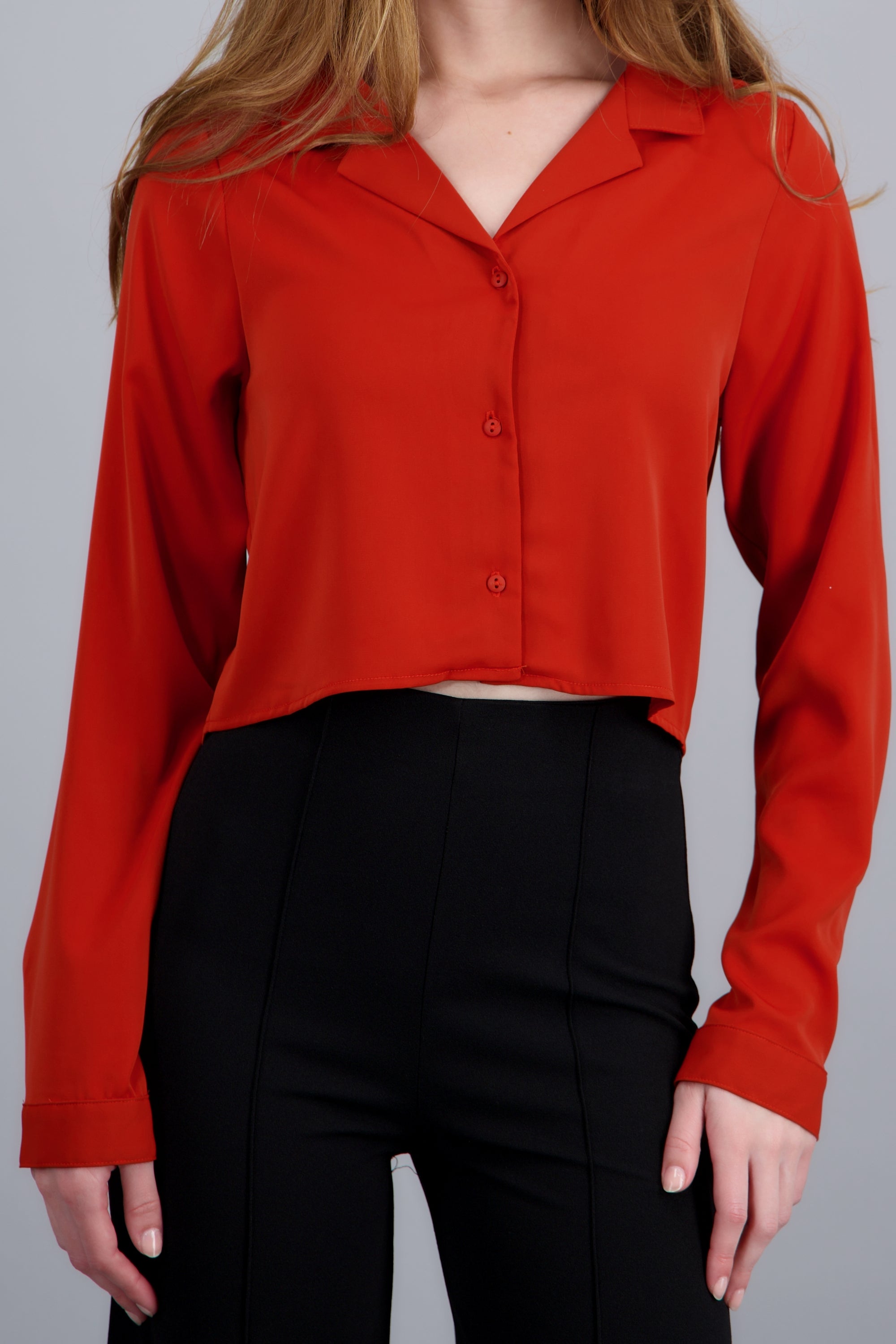 Camisa lisa manga larga LADRILLO