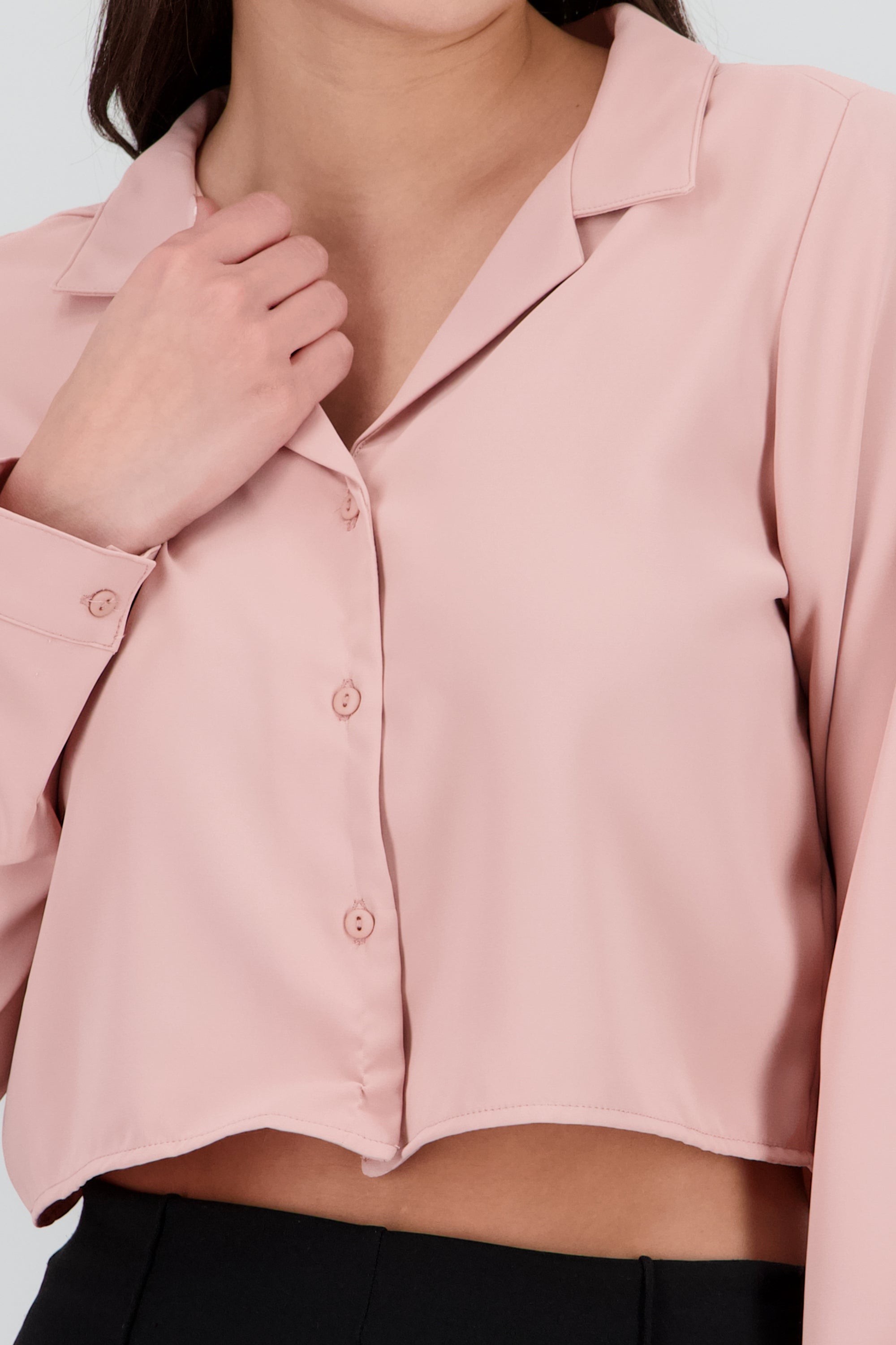 Camisa lisa manga larga PALO DE ROSA