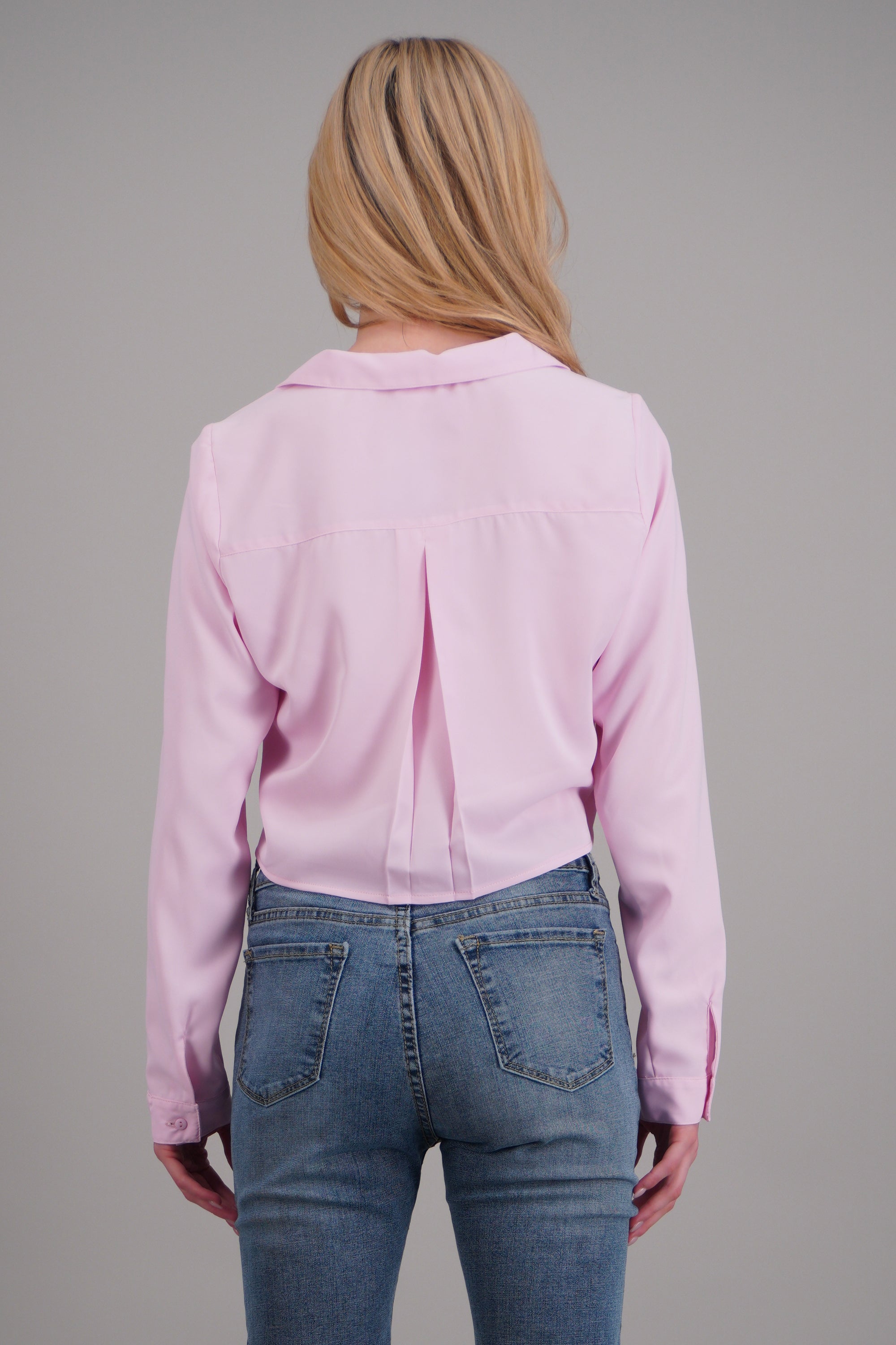 Camisa lisa manga larga ROSA PASTEL