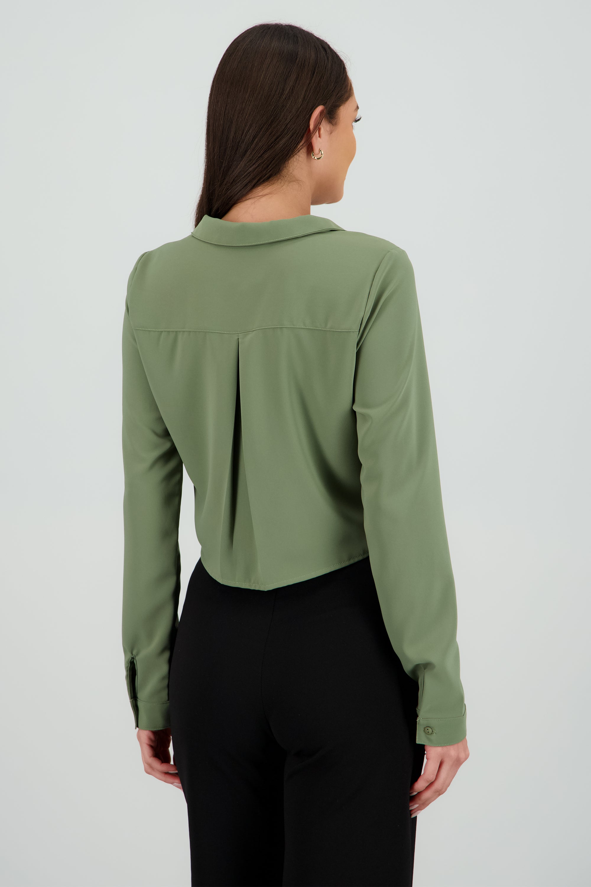 Camisa lisa manga larga OLIVO