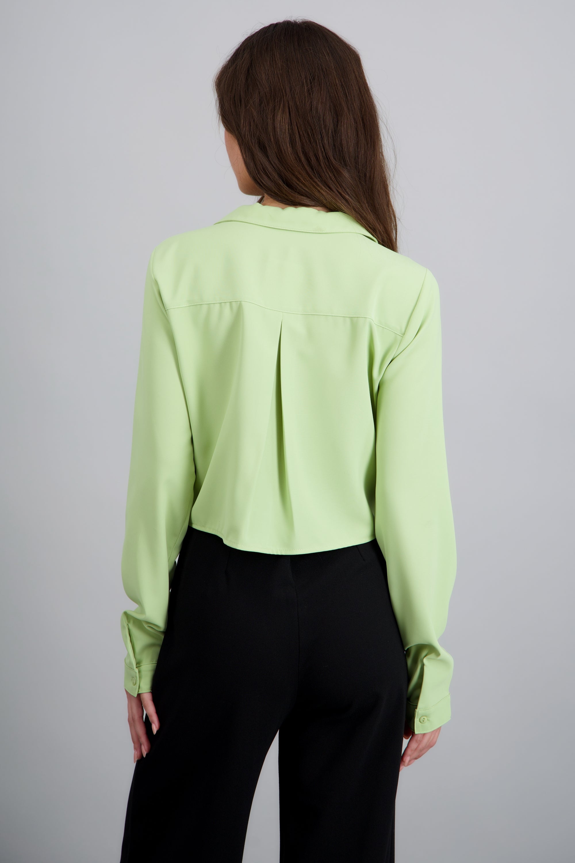 Camisa lisa manga larga VERDE CLARO