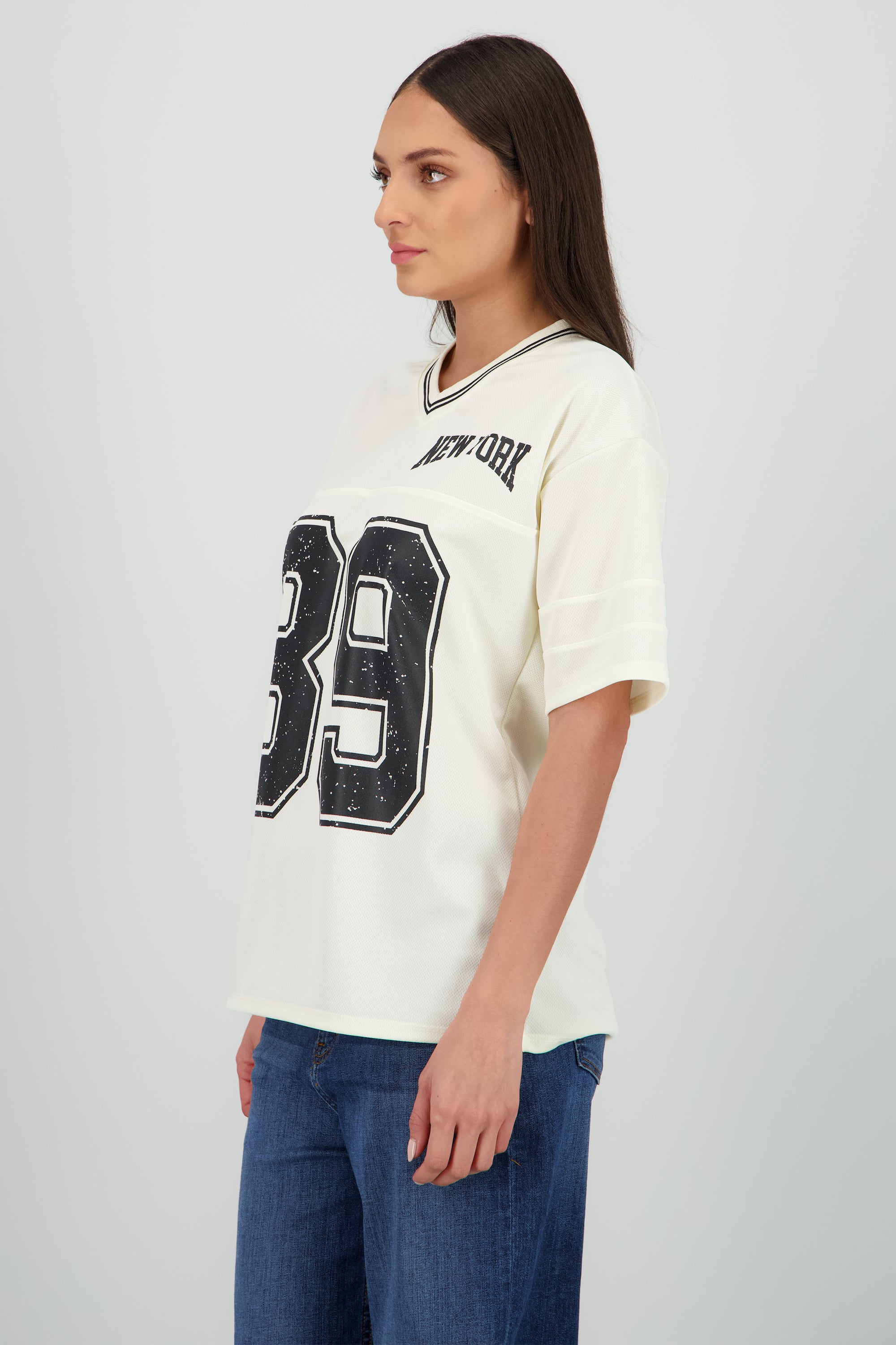 Playera oversize estampado numero AMARILLO PASTEL