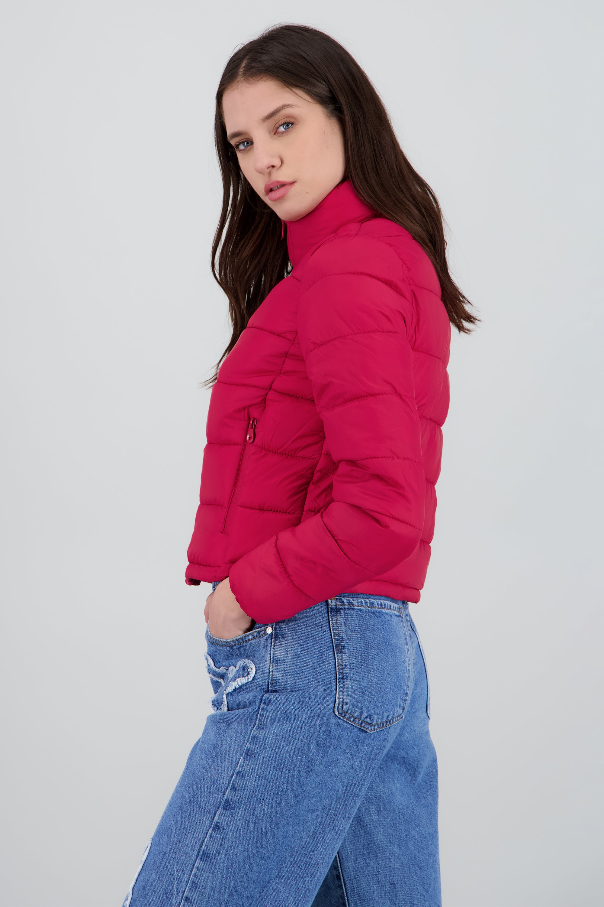 Chamarra capitonada lisa ROJO
