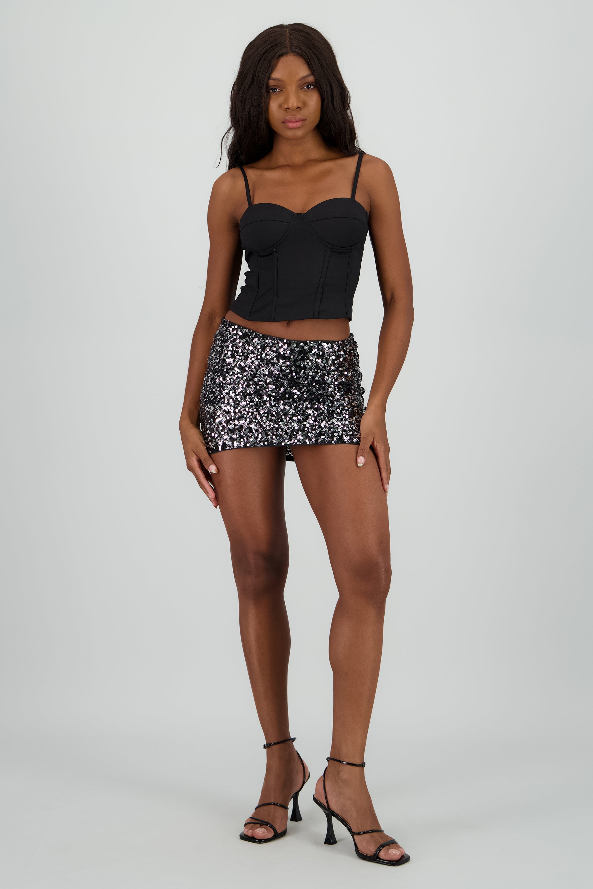Falda lentejuelas mini NEGRO COMBO