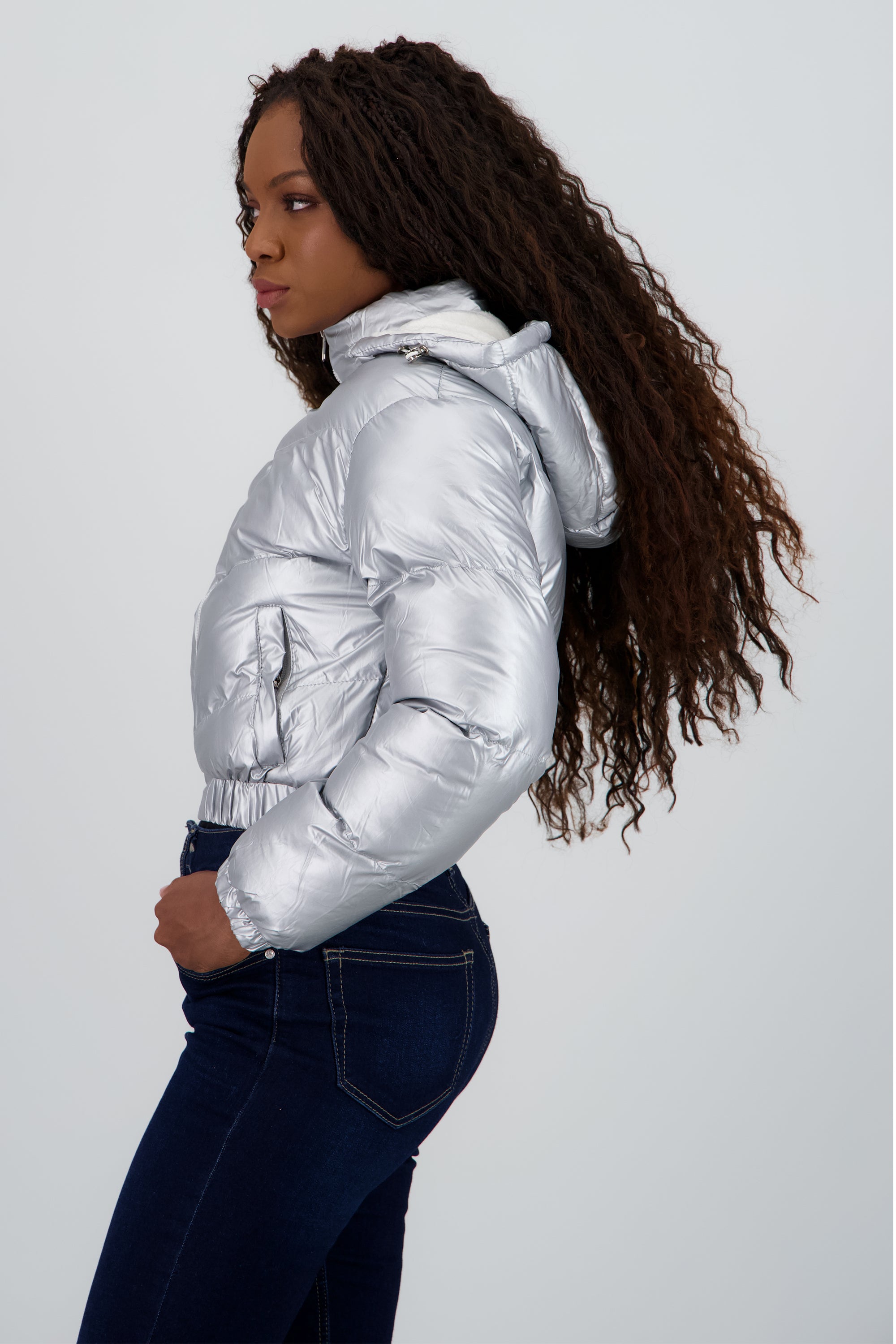 Chamarra puffer con bolsas PLATA