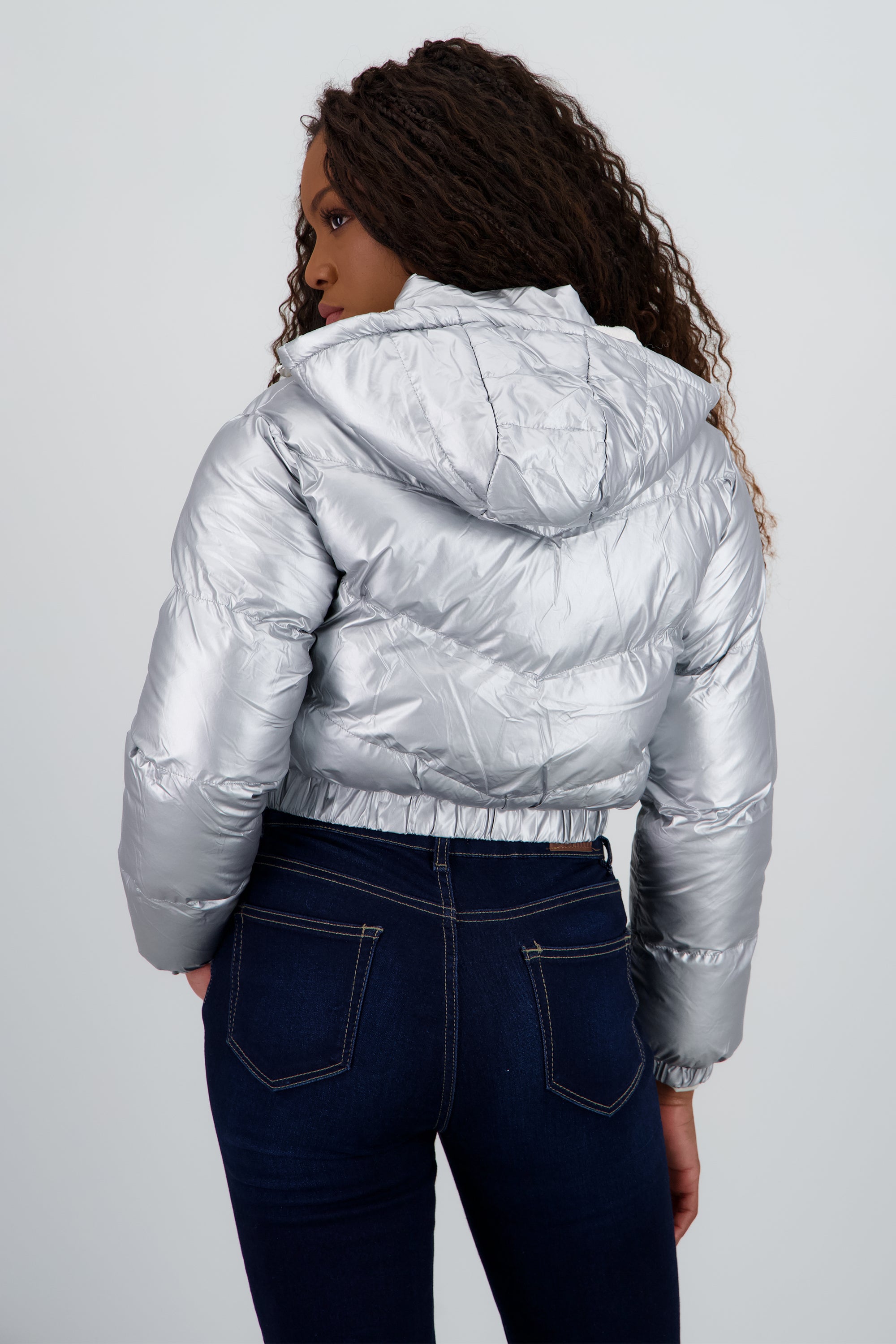 Chamarra puffer con bolsas PLATA