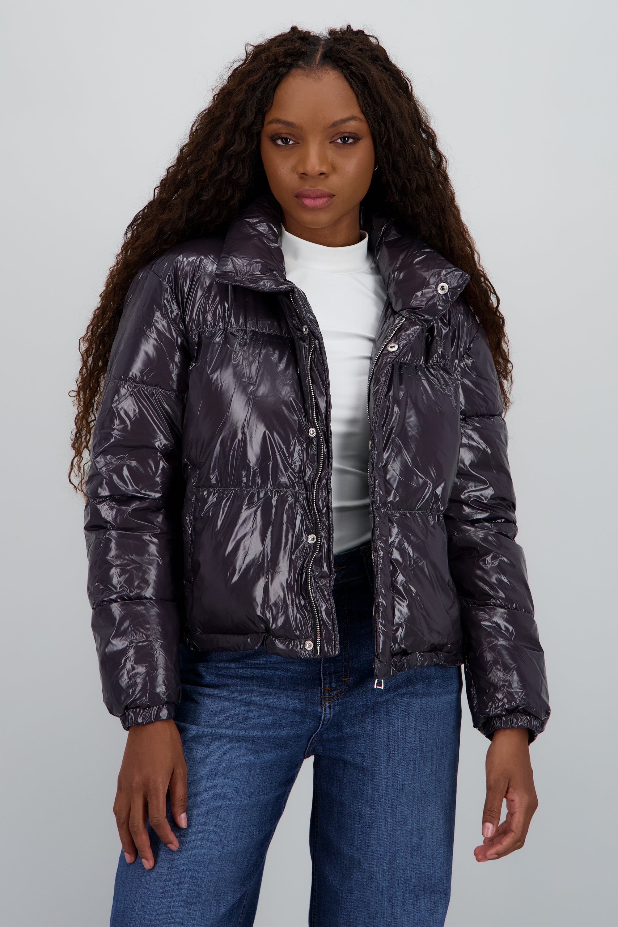Chamarrra puffer sencilla NEGRO