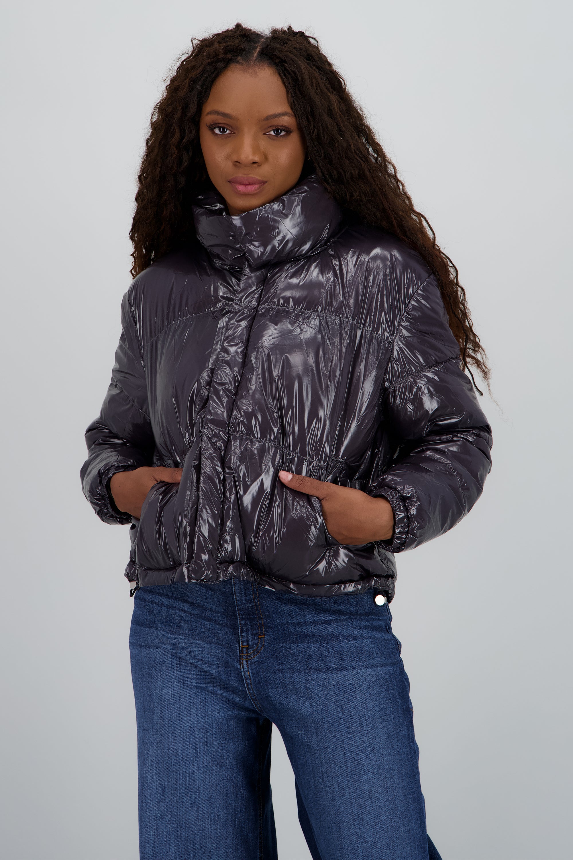 Chamarrra puffer sencilla NEGRO