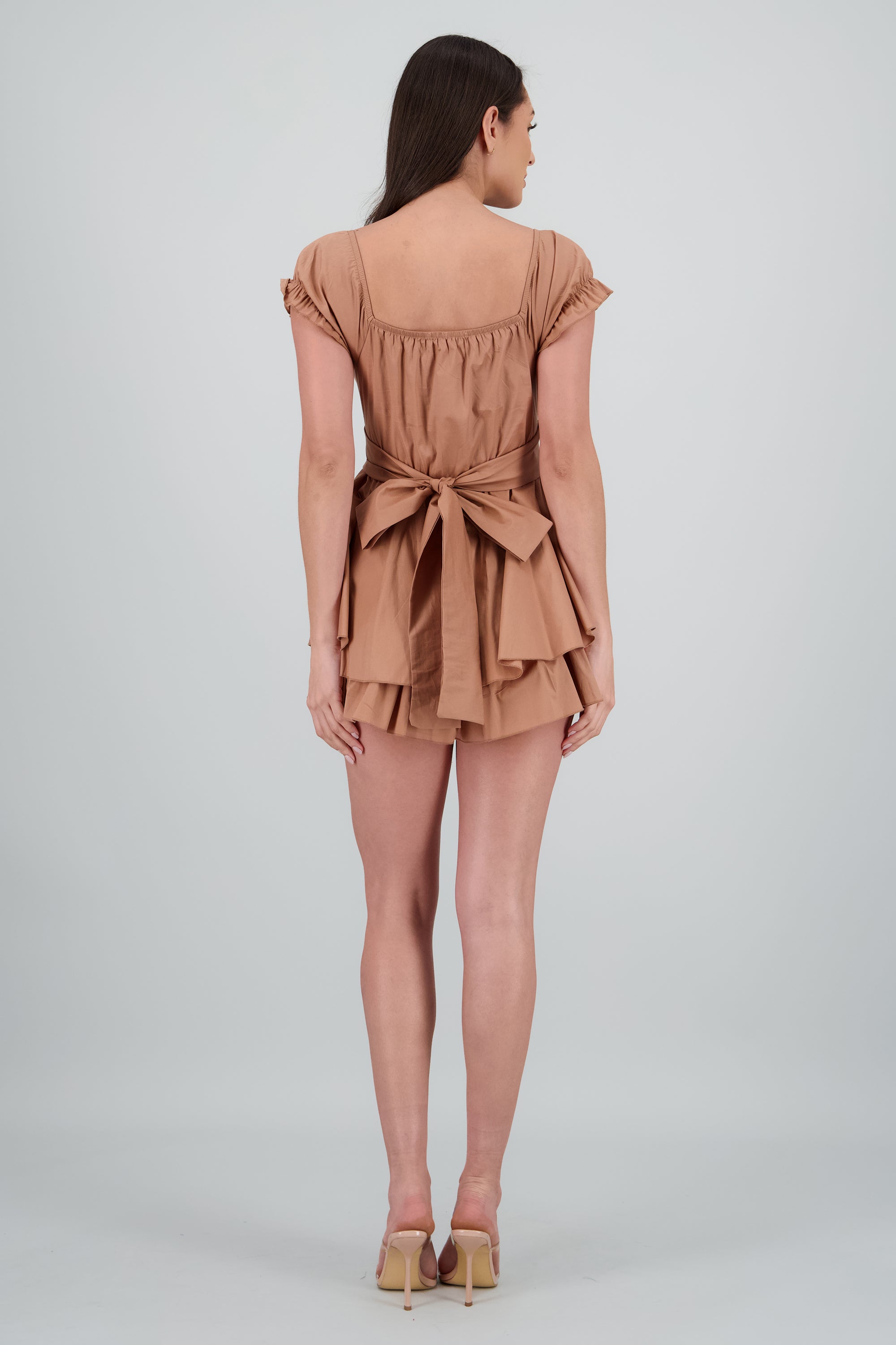 Vestido olanes manga corta CAFE